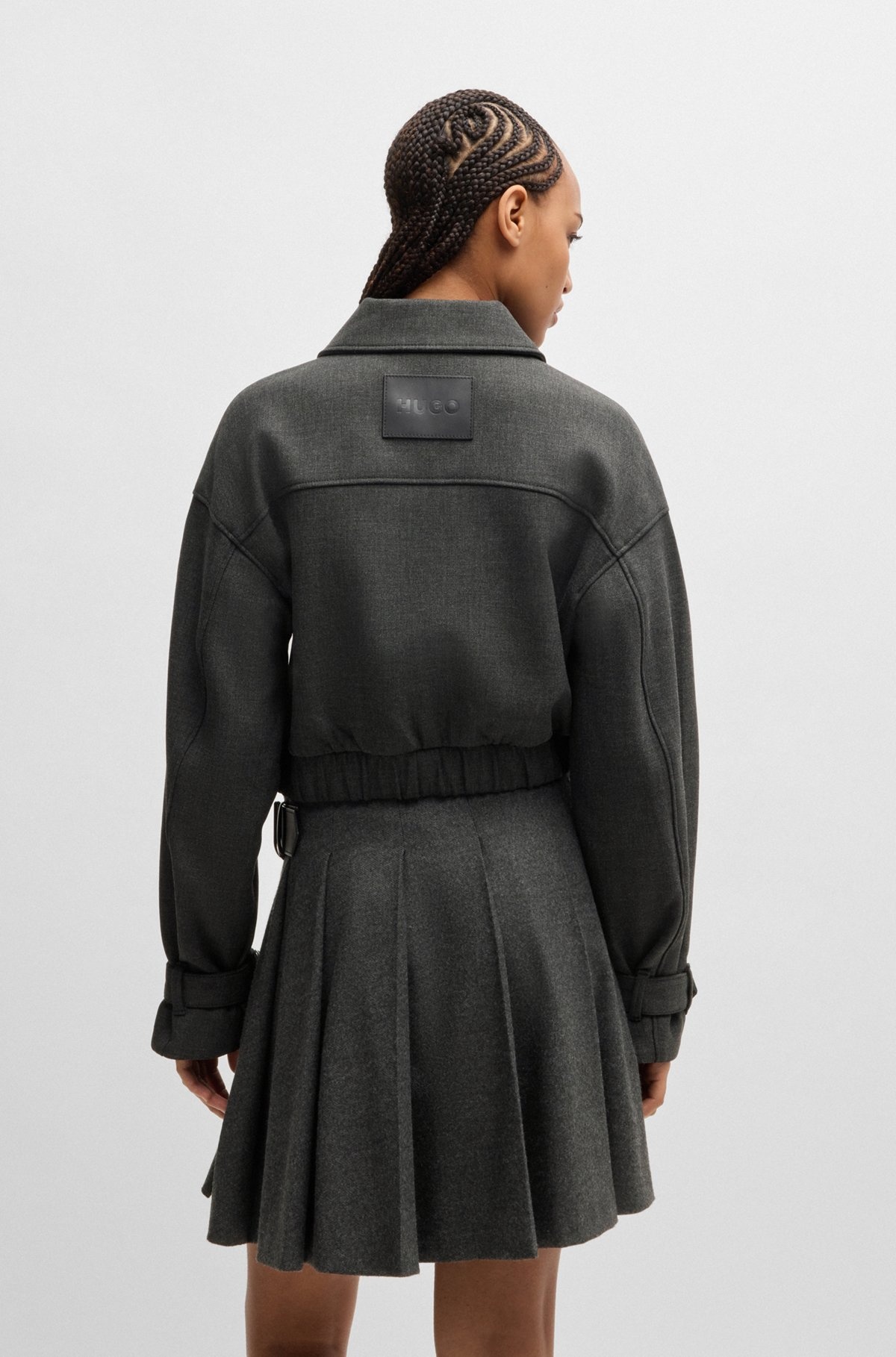 COLLARED JACKET WITH BUCKLED CUFFS - 4