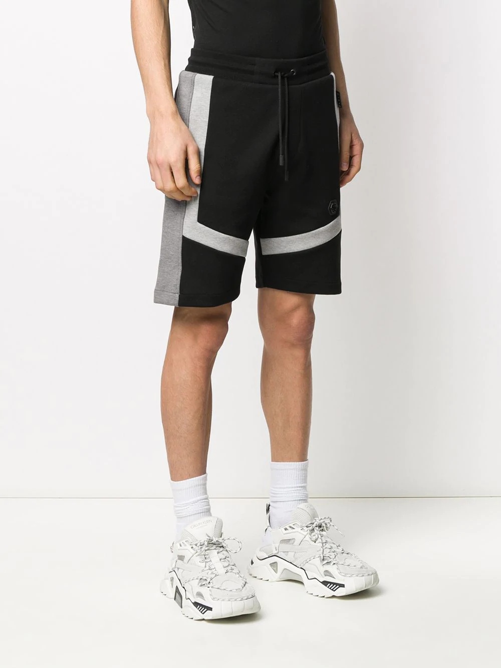 contrasting stripe track shorts - 3