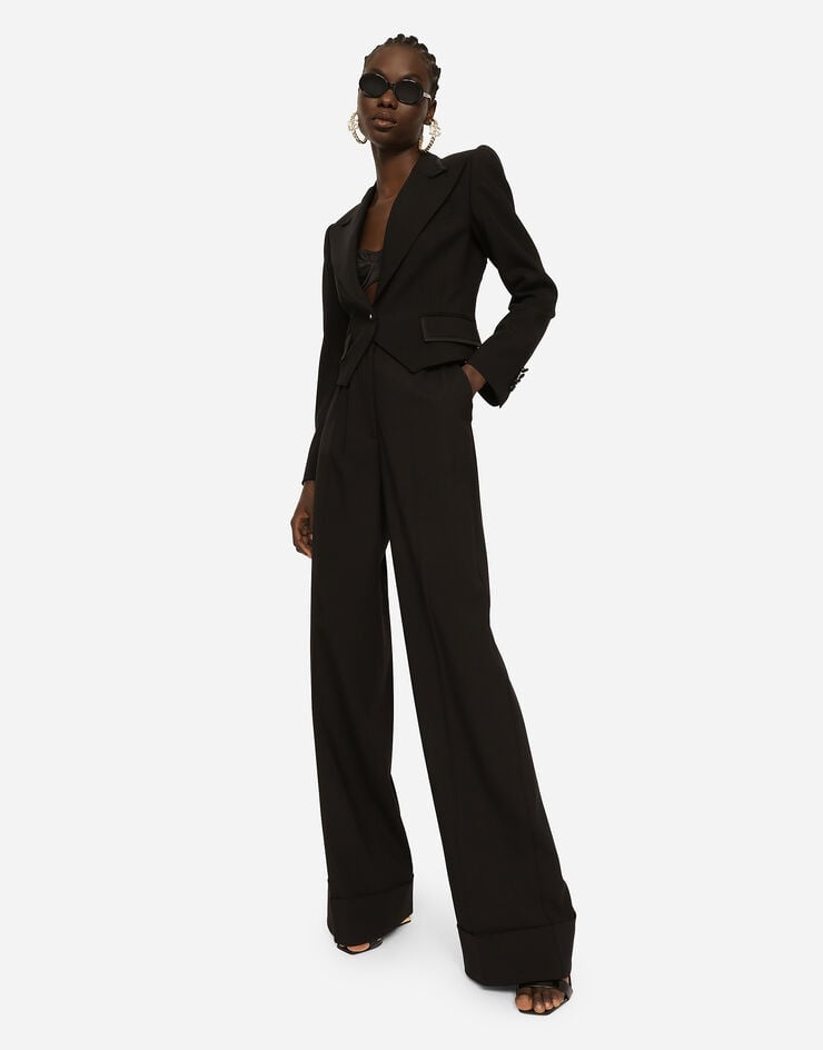 Woolen palazzo pants with turn-ups - 5