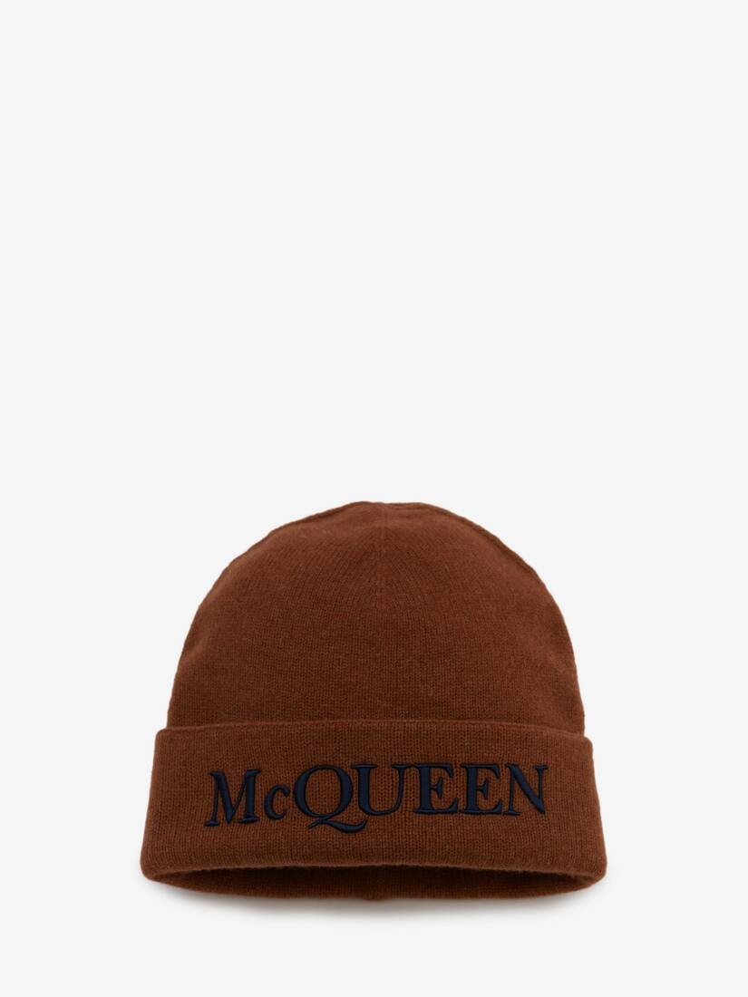 Mcqueen Wool Beanie in Light Brown/blue - 1