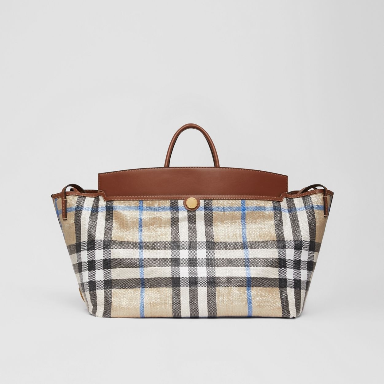 Woven Check and Leather Society Holdall - 1