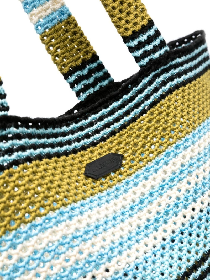 striped crochet cotton tote bag 4