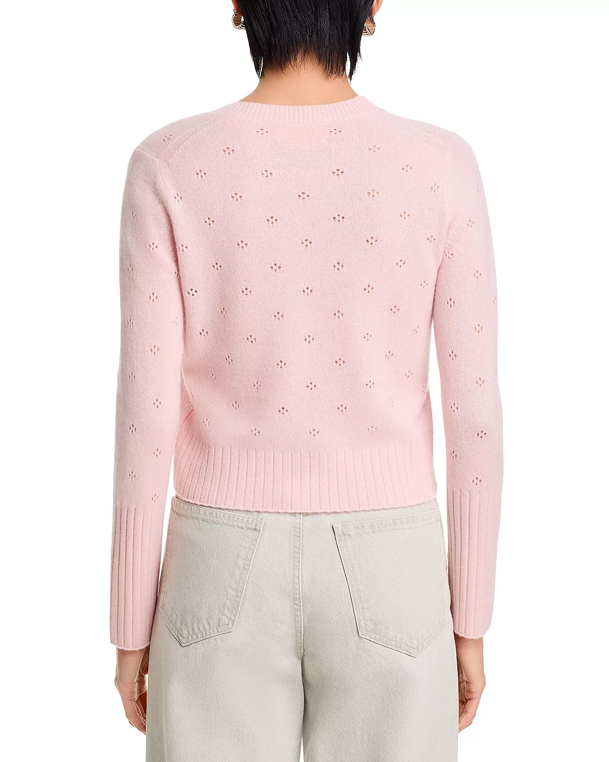 Cashmere Pointelle Crewneck Sweater - 3