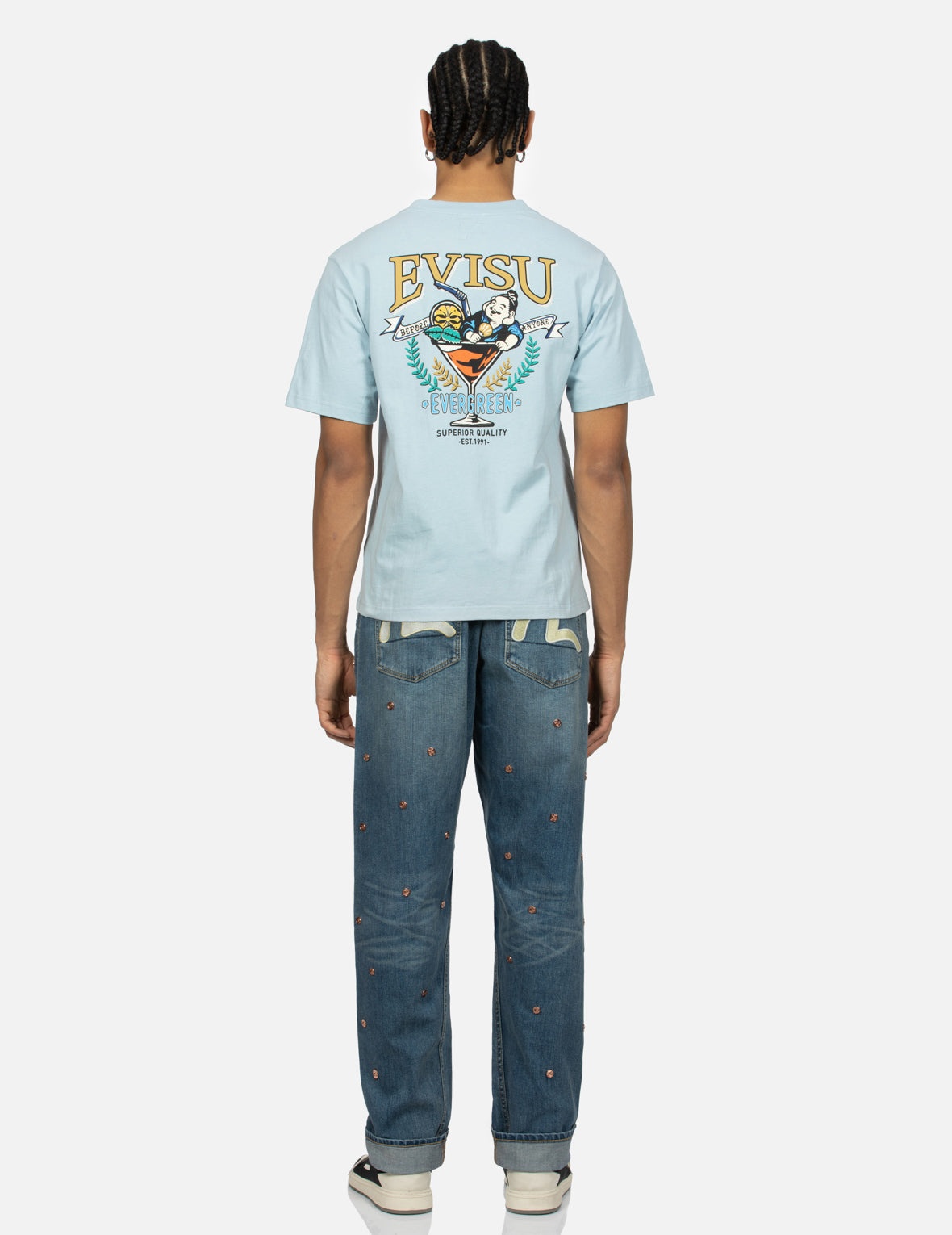 Allover Rivets and Seagull Applique 3D Regular Fit Jeans - 5
