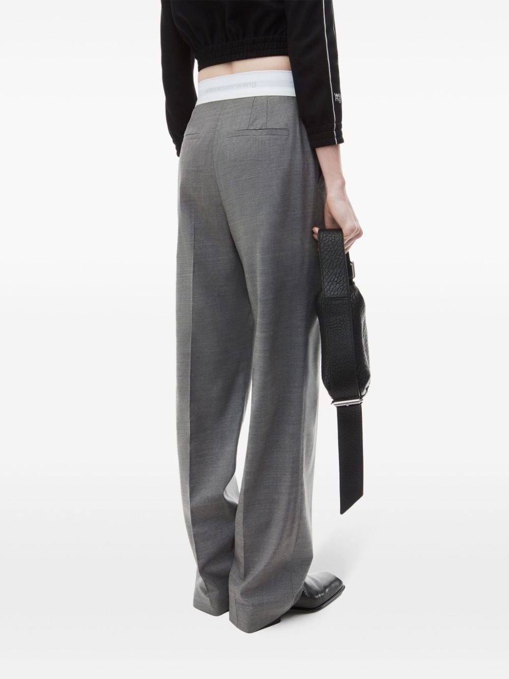 pleat-detail logo-waistband trousers - 4
