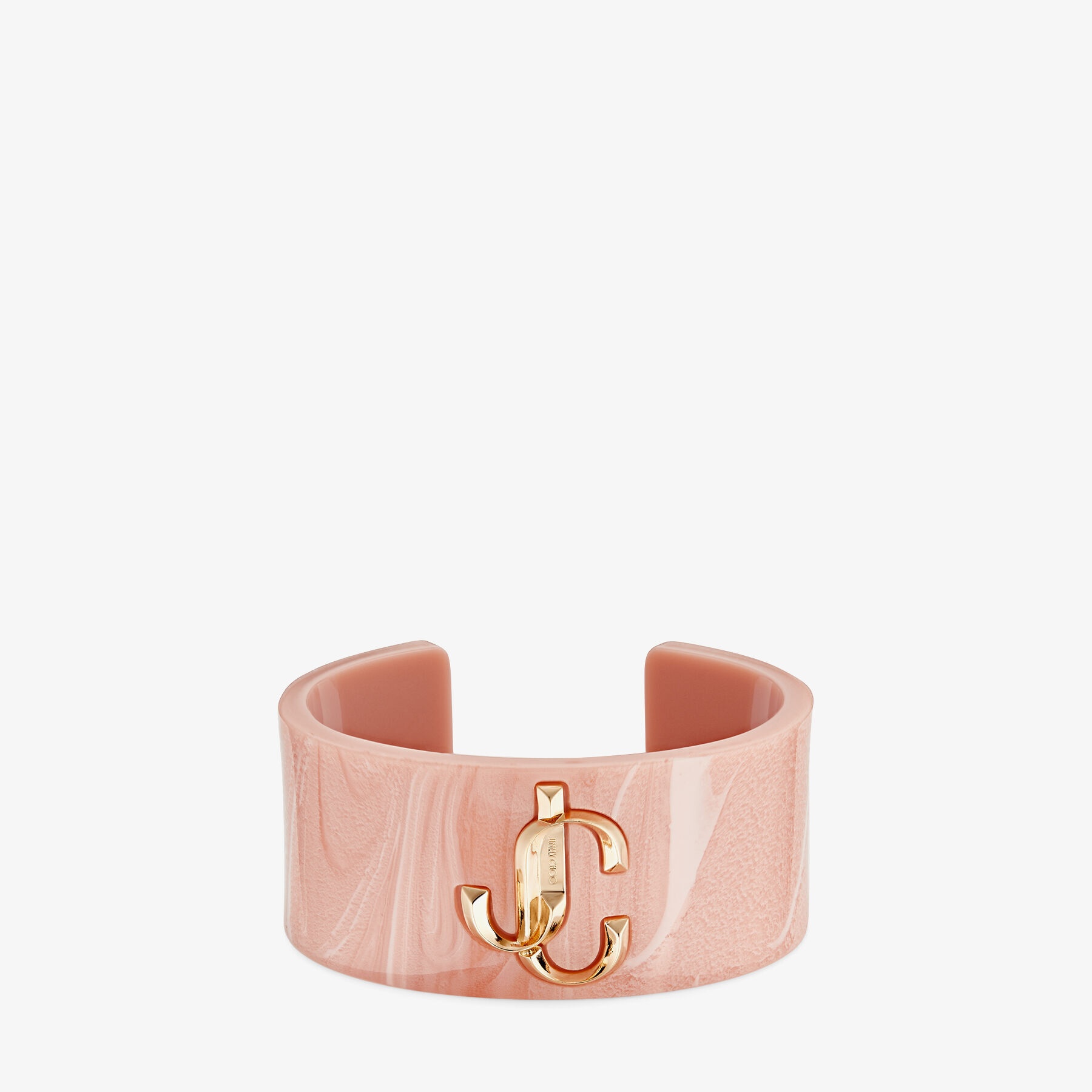 JC Cuff
Ballet Pink Acrylic Cuff Bracelet with Gold-Finish Metal JC Emblem - 1