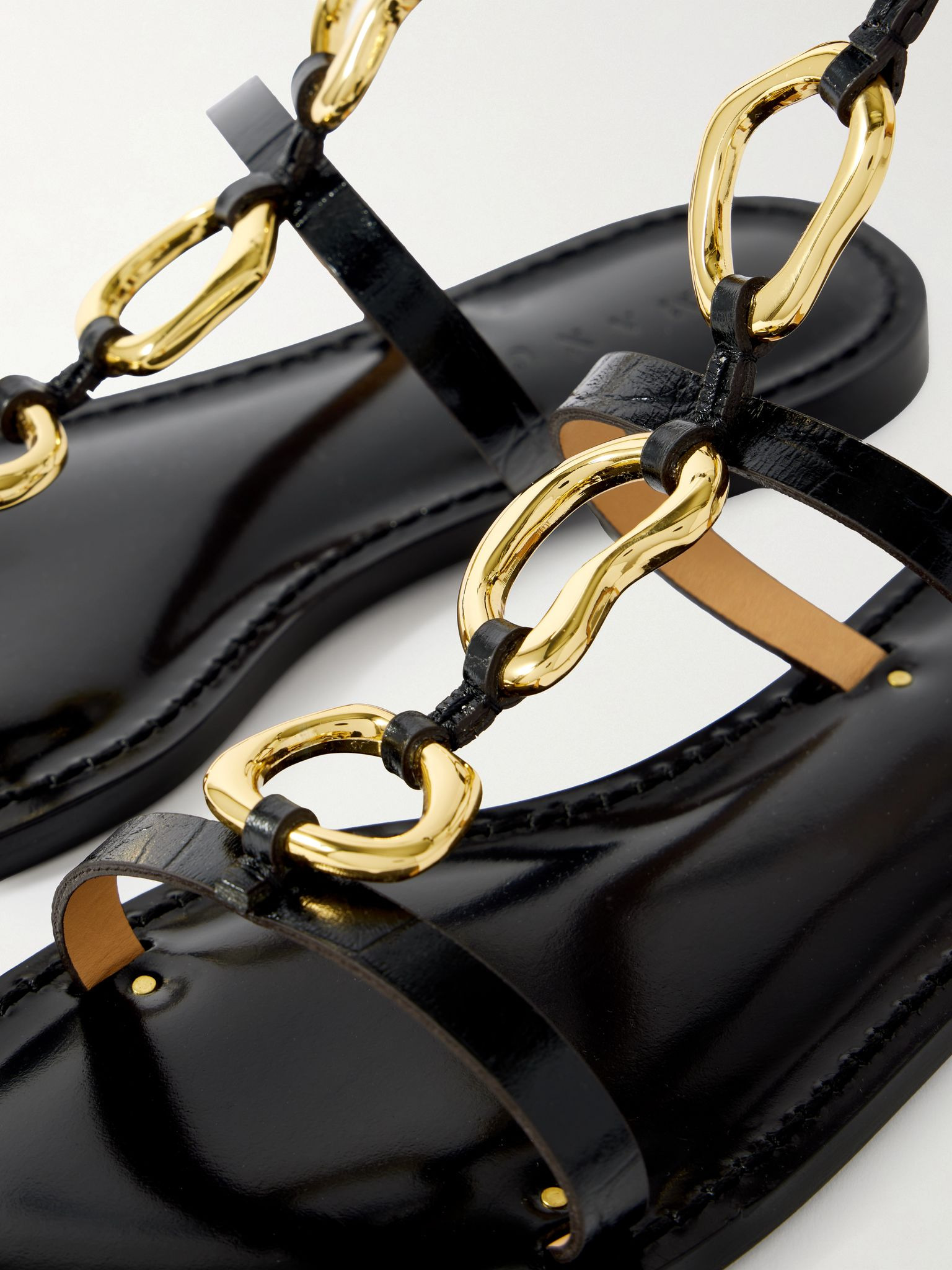 The Bazaruto embellished croc-effect leather sandals Black - 4