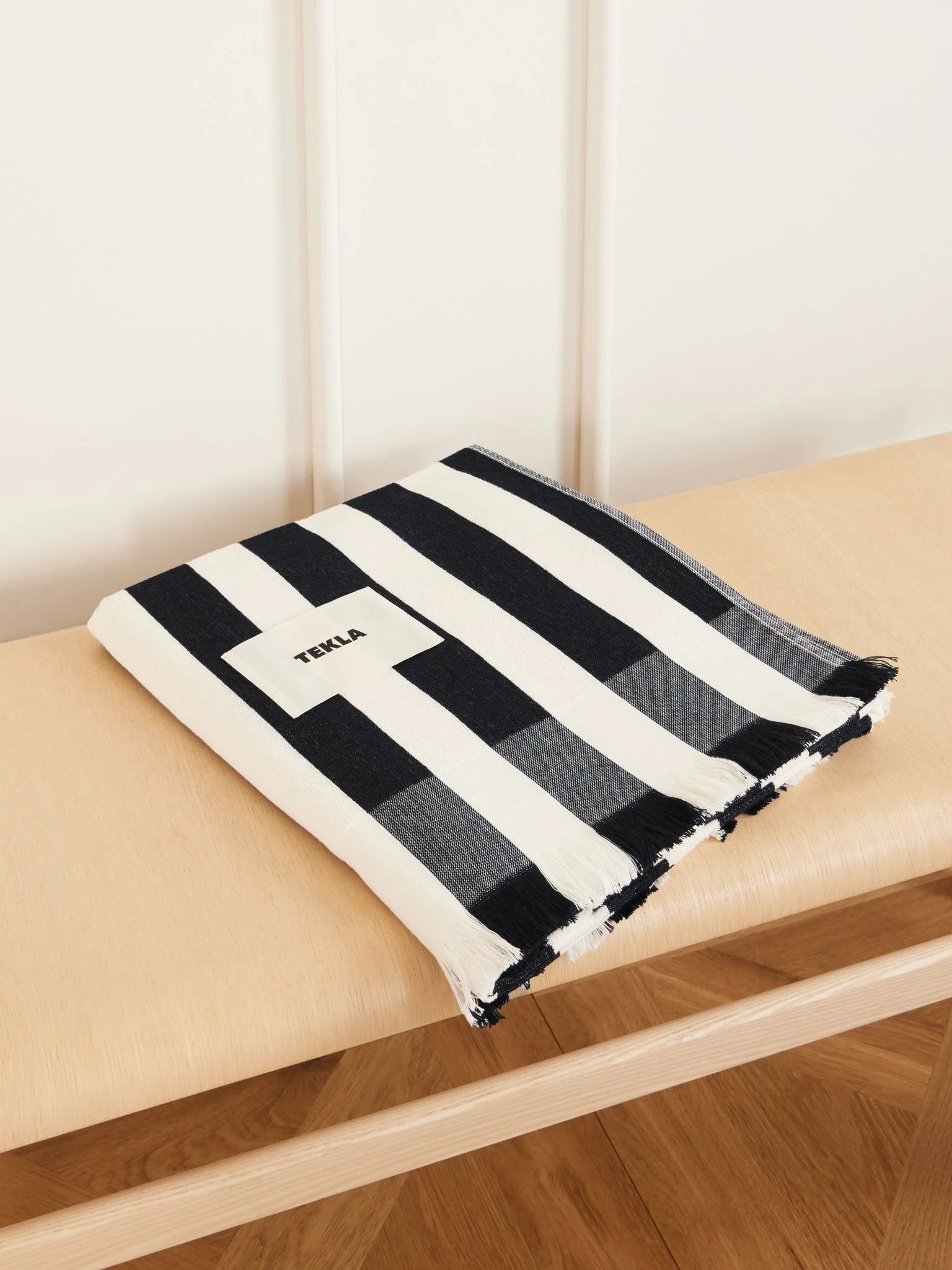 Moro striped organic cotton-terry beach towel Black - 1