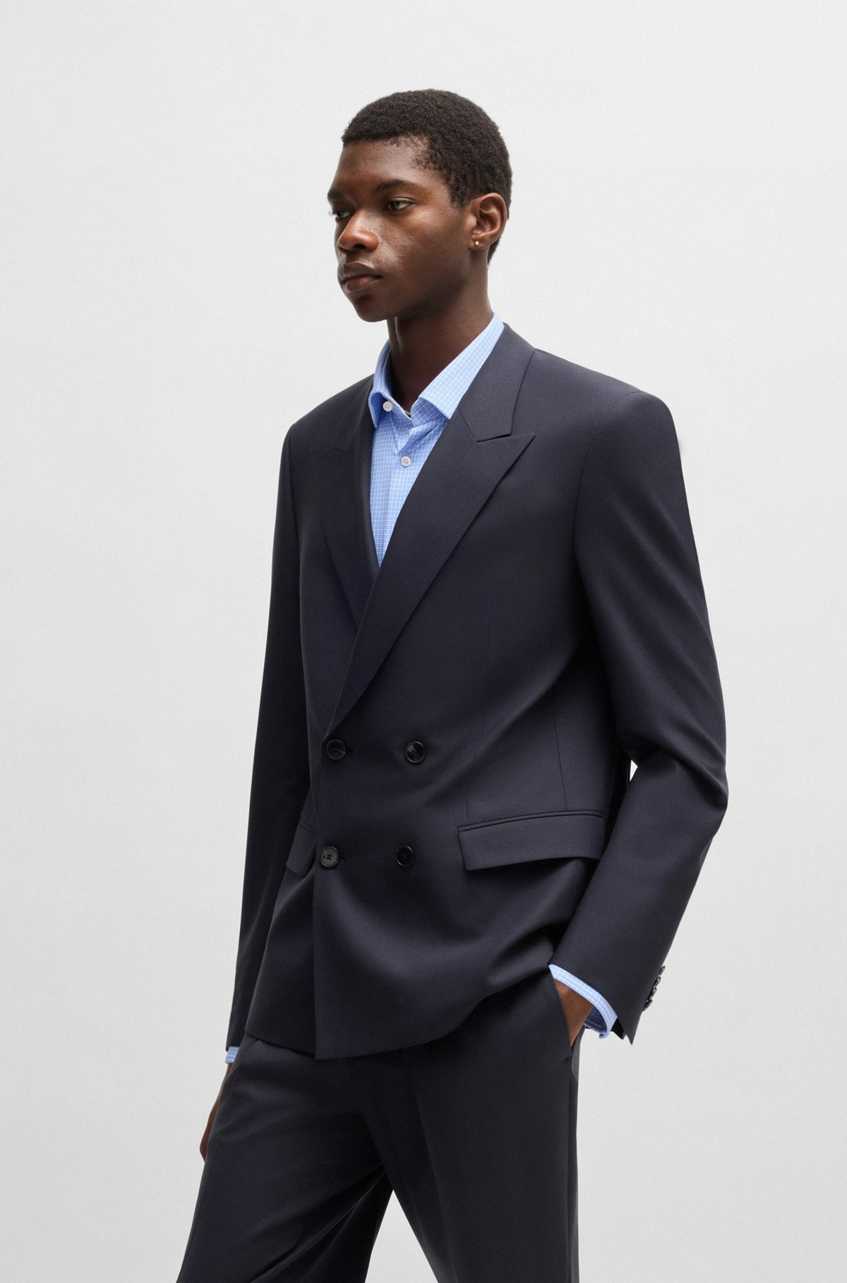 SLIM-FIT JACKET IN WOOL STRETCH POPLIN - 2
