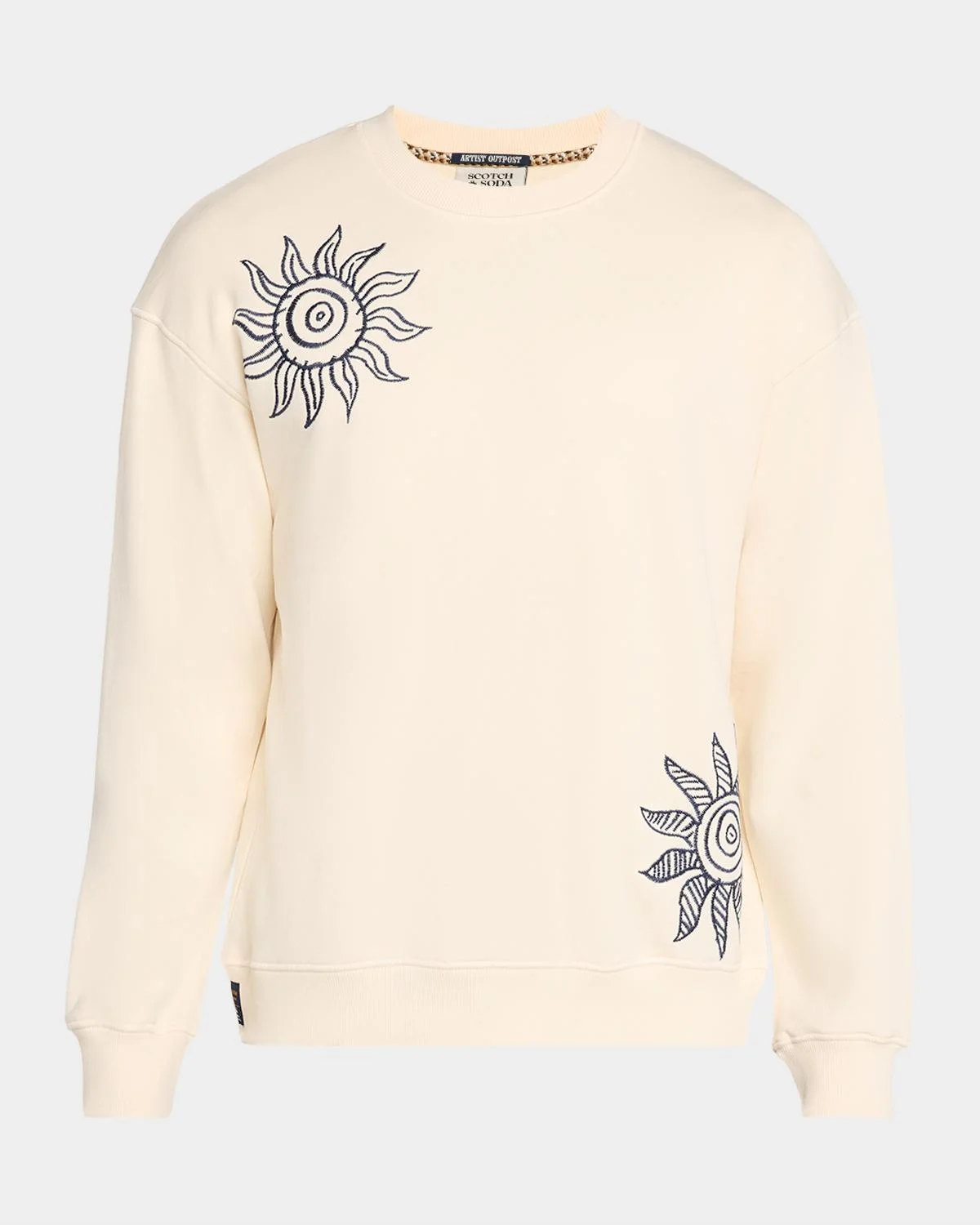 Men's Sun-Embroidered Cotton Crewneck Sweater - 1
