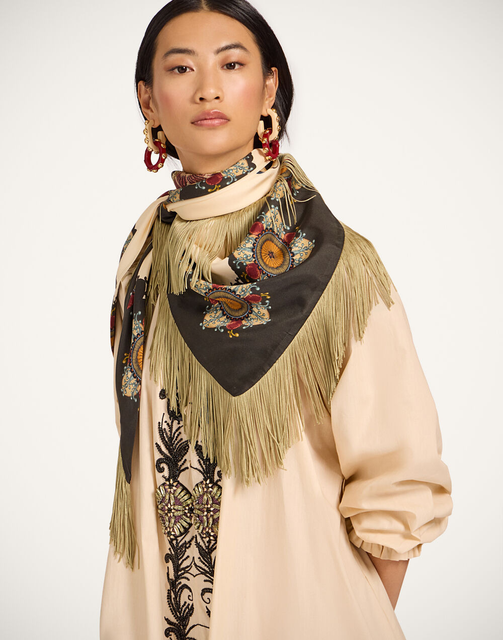 Fringe Triangle Scarf - 2
