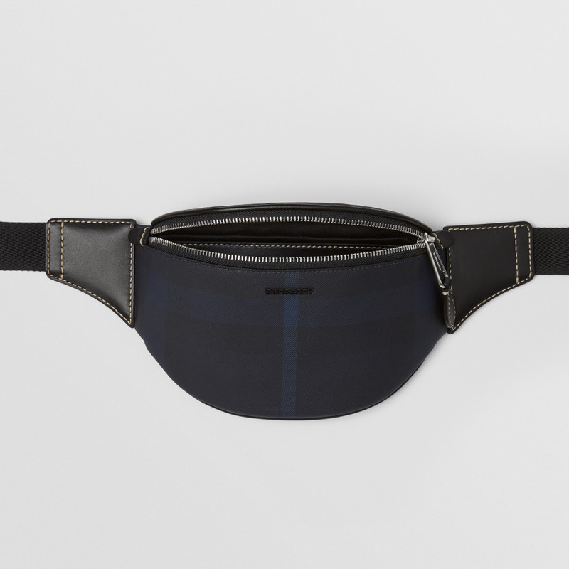 Exaggerated Check and Leather Mini Bum Bag 5