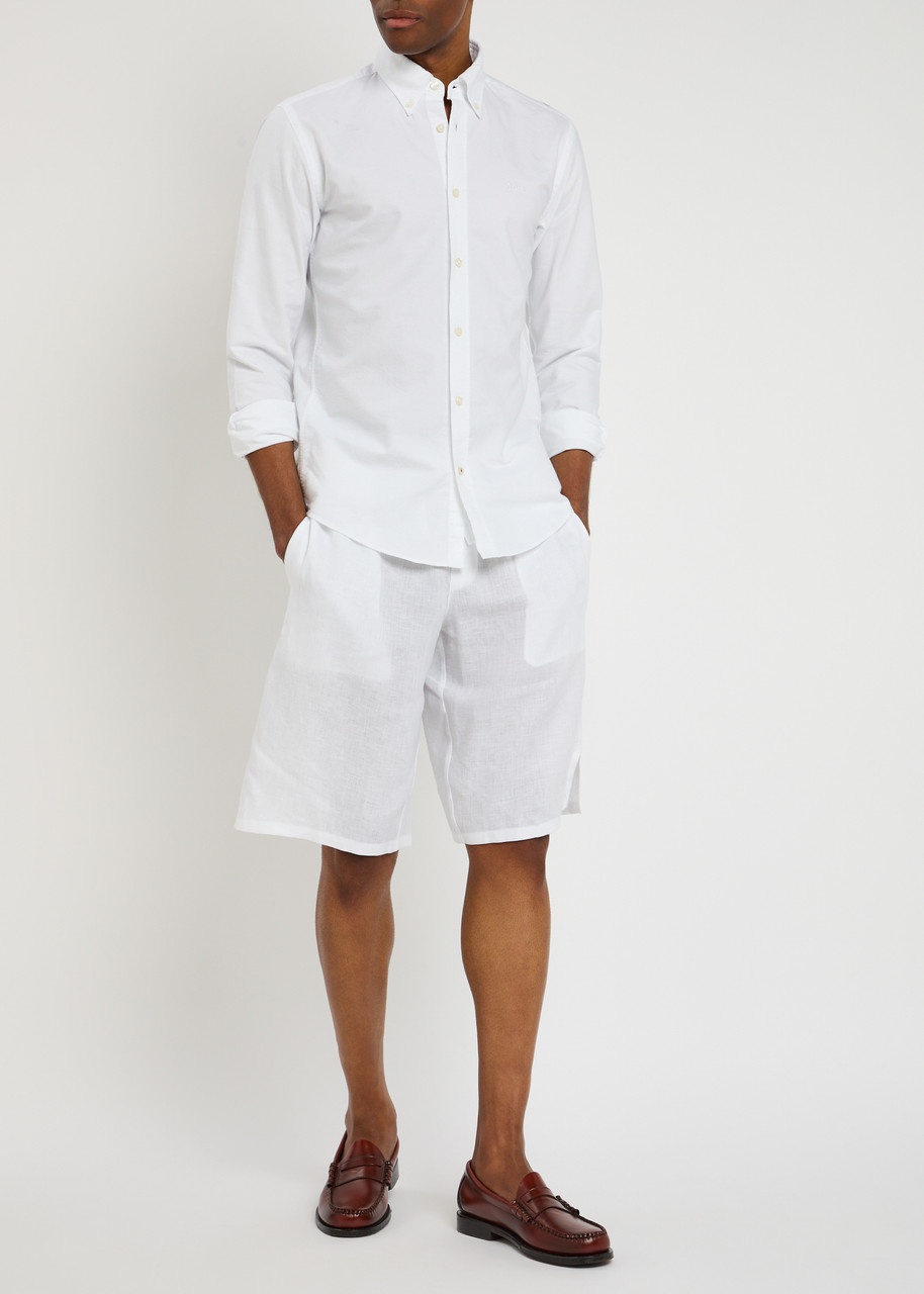 Dolce & Gabbana Logo-embroidered Linen Shorts - 4