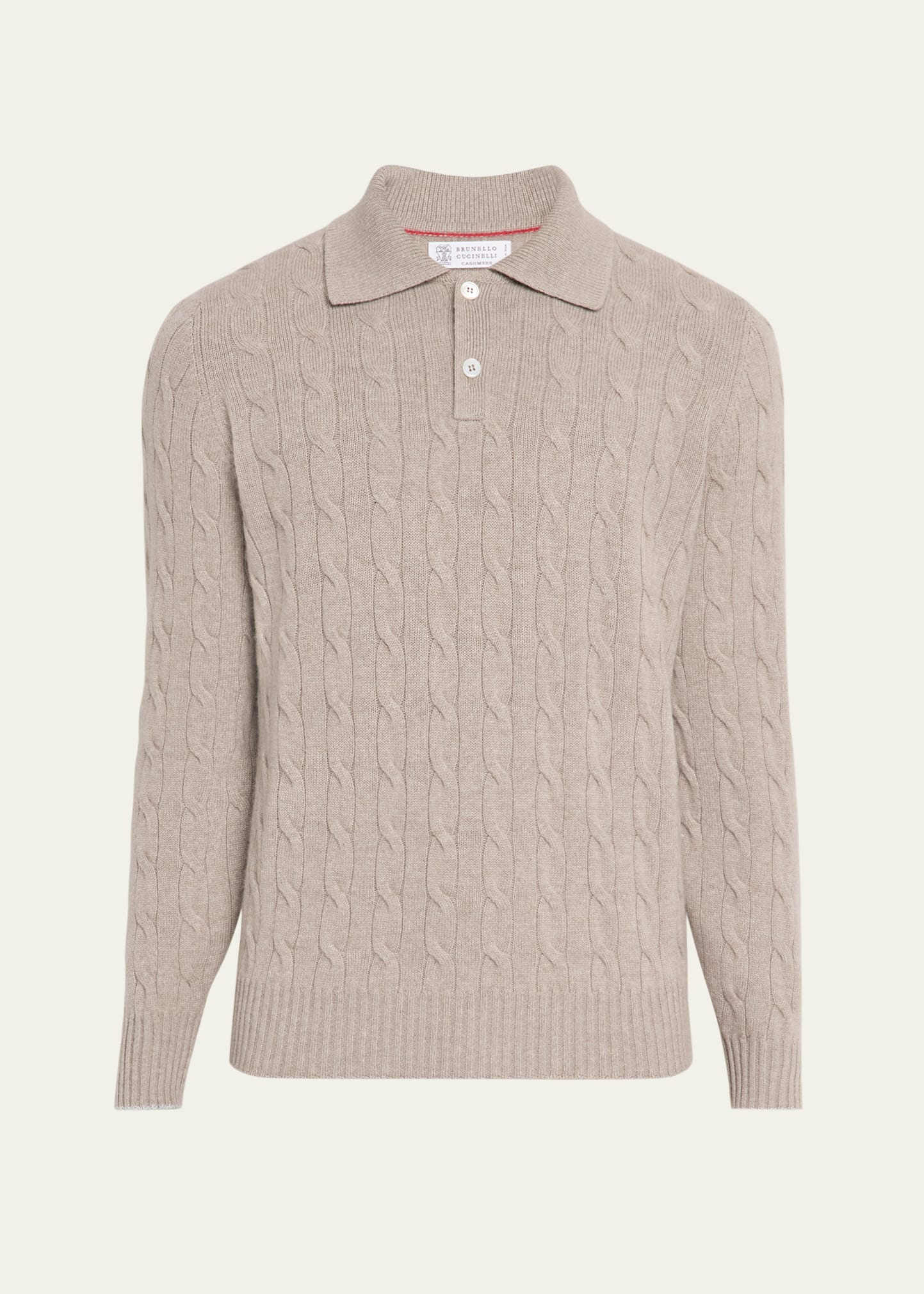 Men's Cashmere Cable Knit Polo Sweater - 1