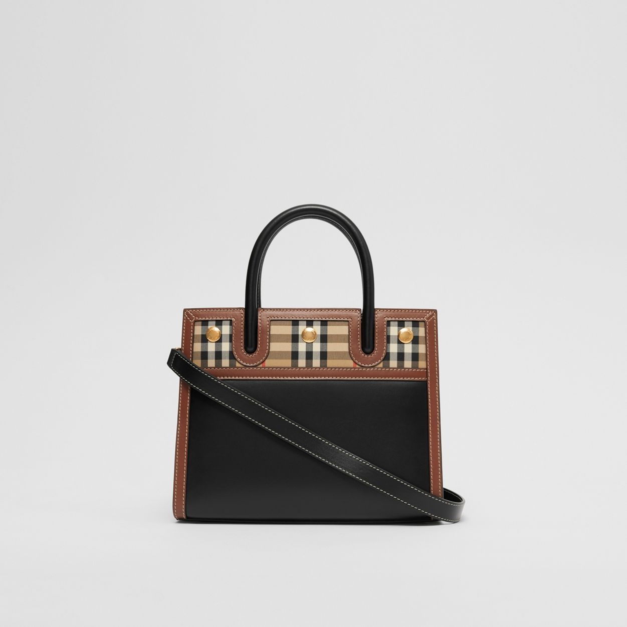 Mini Leather and Vintage Check Two-handle Title Bag - 8