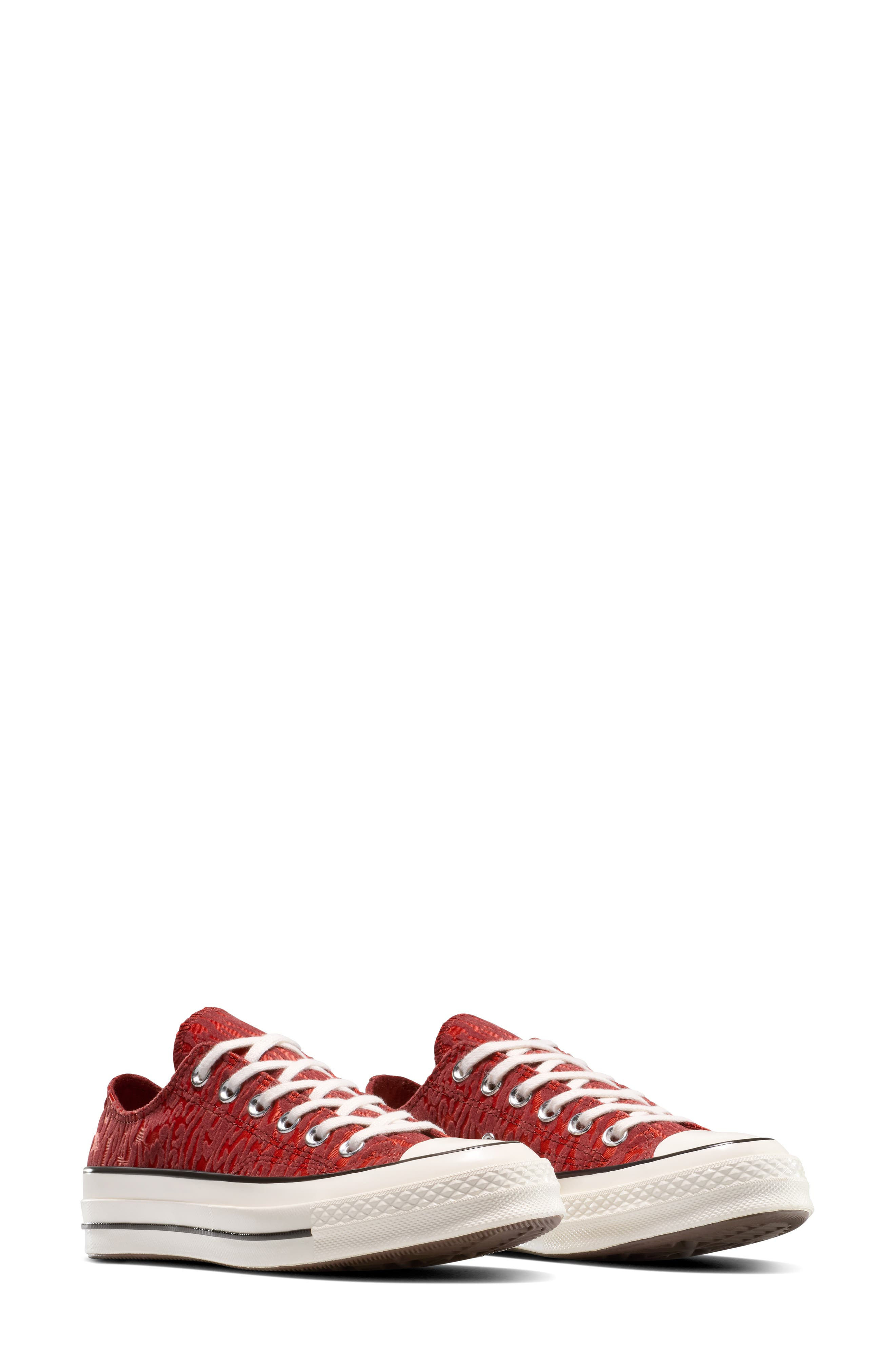 Converse Gender Inclusive Chuck 70 Leopard Flocked Satin Low Top Sneaker in Rottin Apple/By The Camp - 7