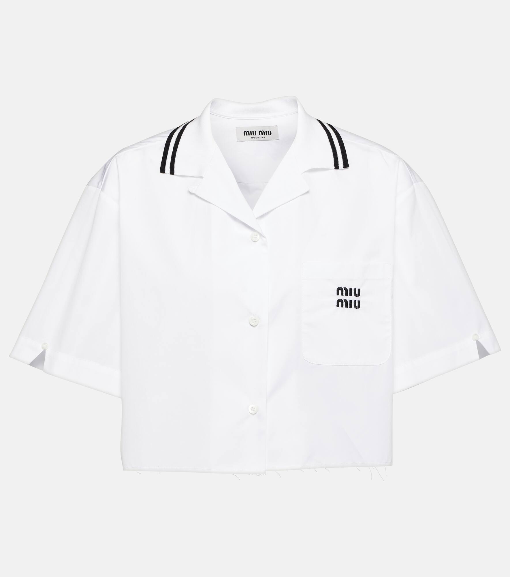Logo cotton poplin cropped shirt - 1
