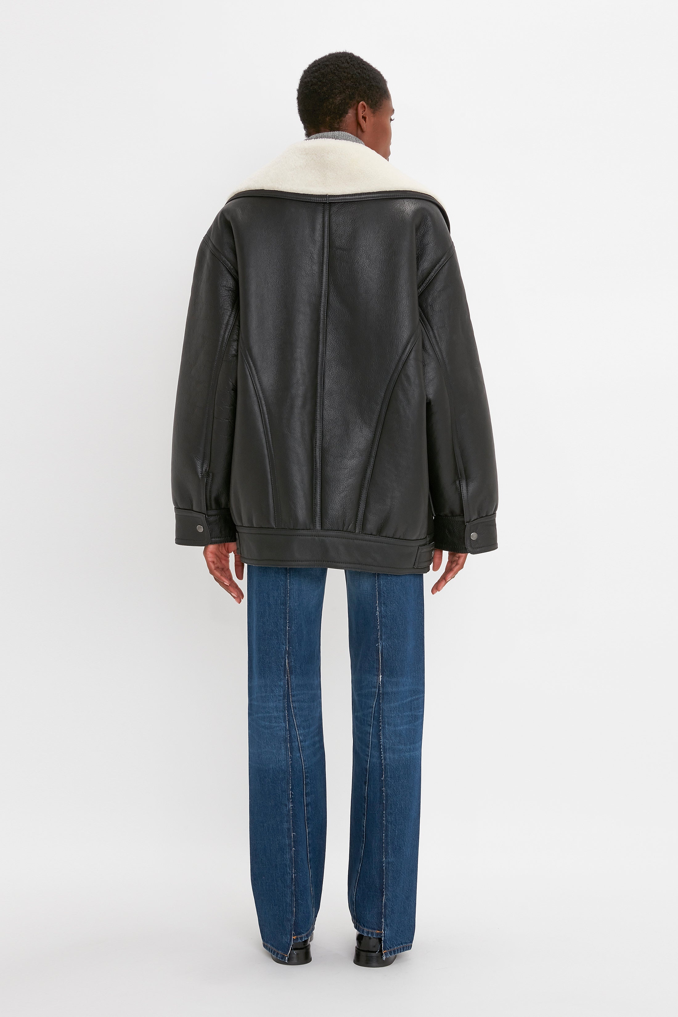 Shearling Coat In Monochrome - 4