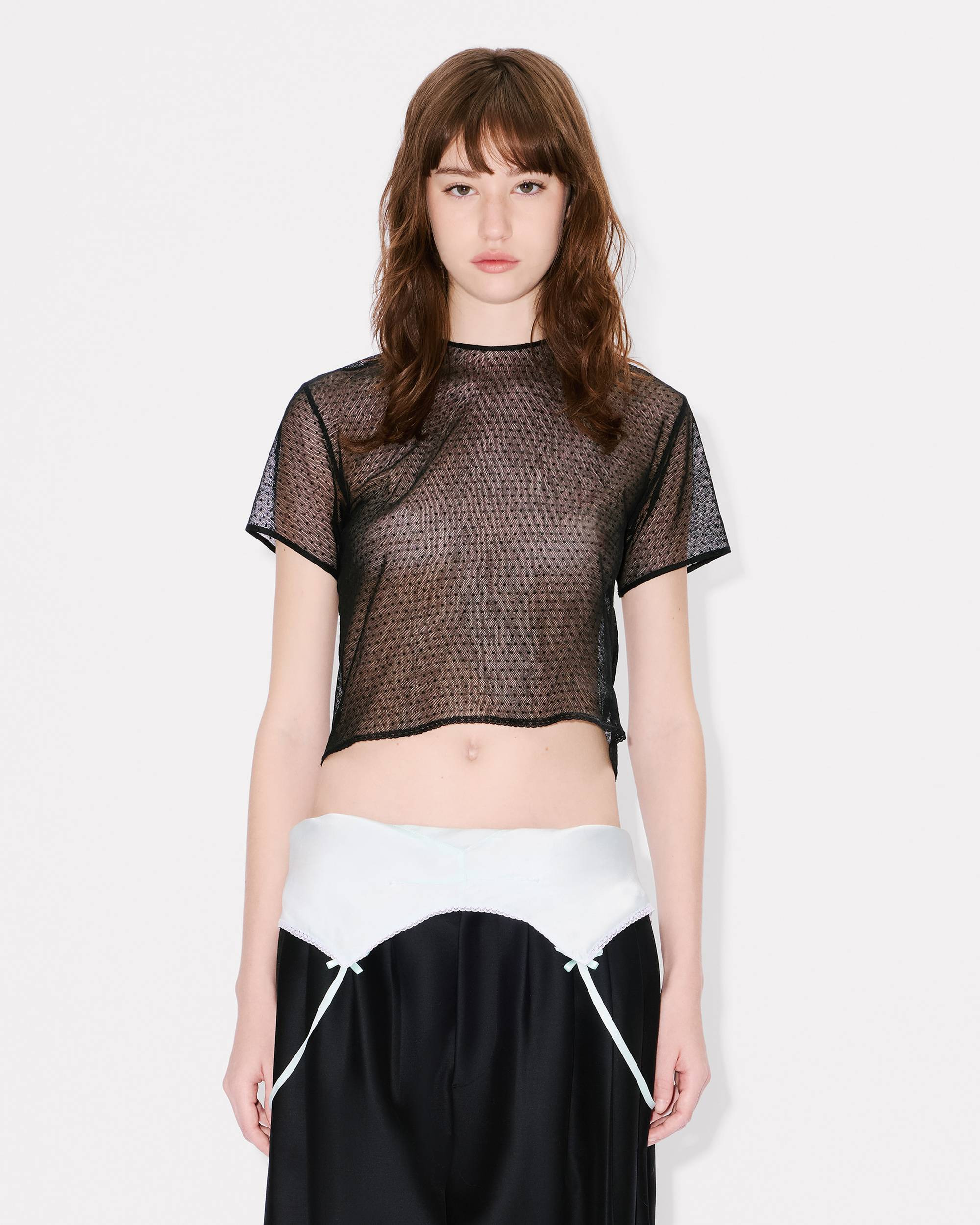 Cropped top in plumetis - 3