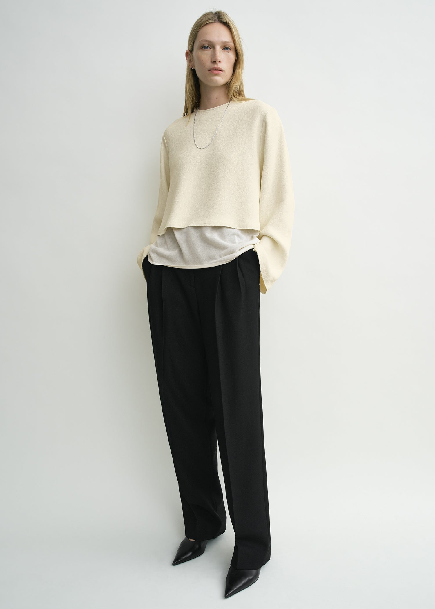 Cropped sablé blouse macadamia - 2