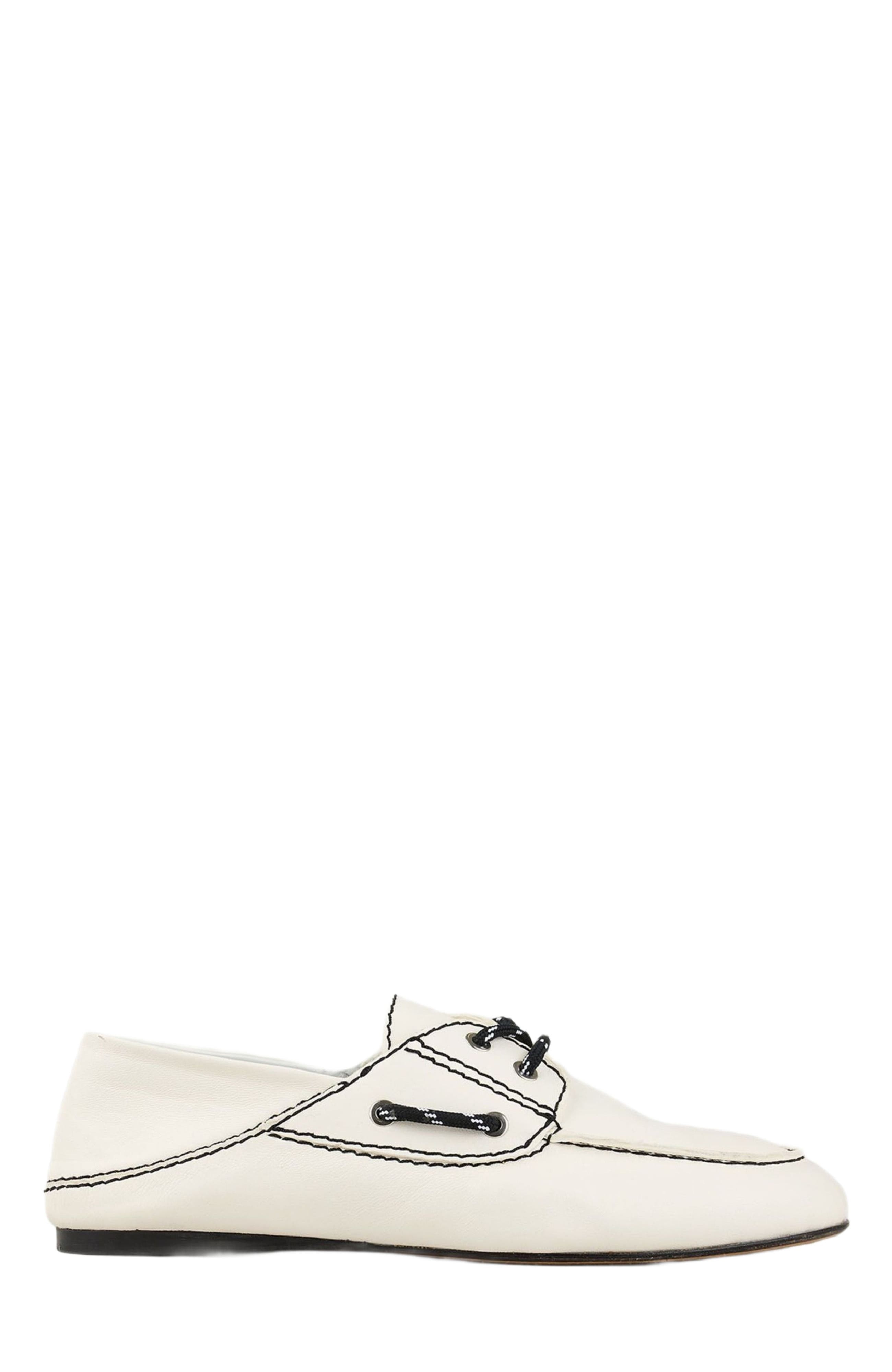 SANDRO Leather boat shoe loafers in White at Nordstrom - 1