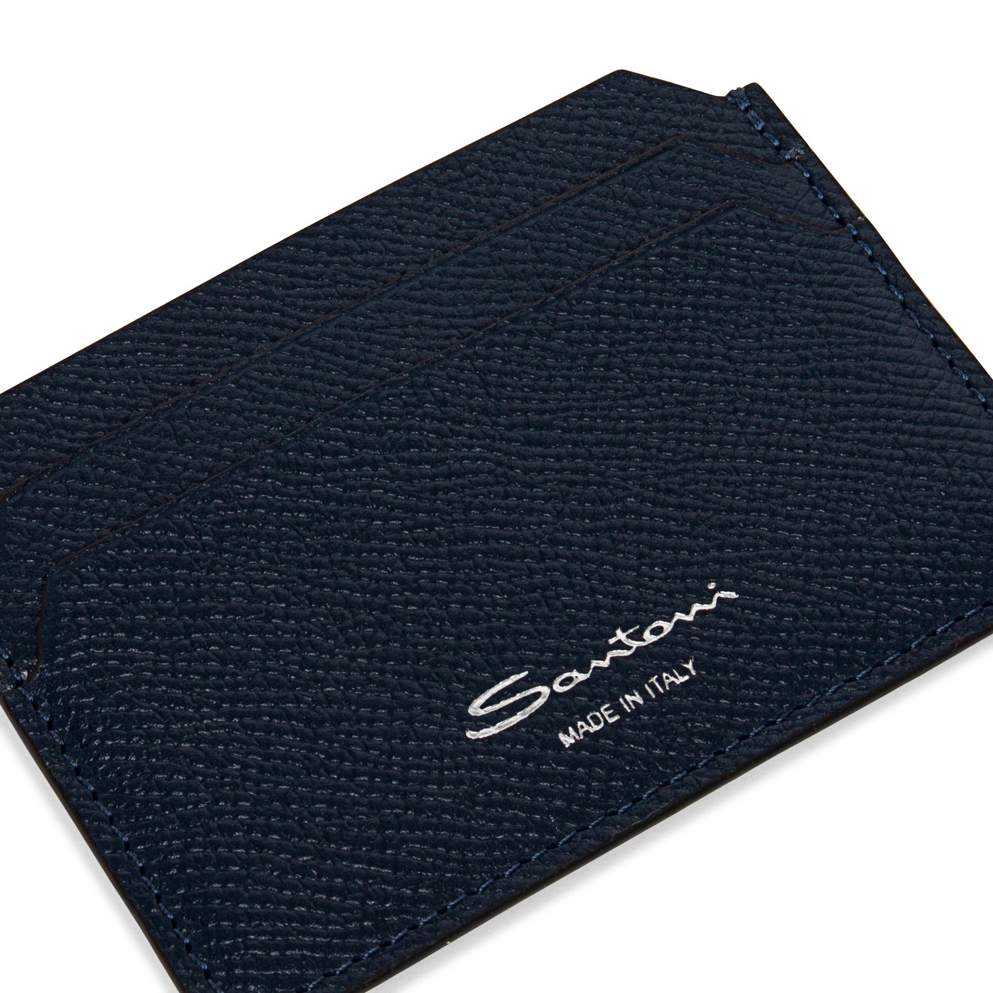 Blue saffiano leather credit card holder - 4