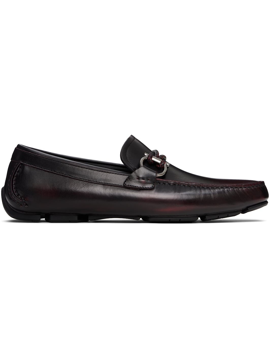 Burgundy Gancini Ornament Driver Loafers - 1