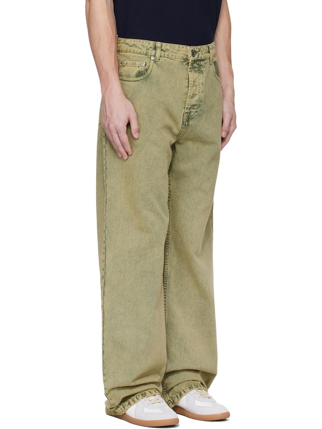 Khaki Cotton Large Fit Jeans - 2
