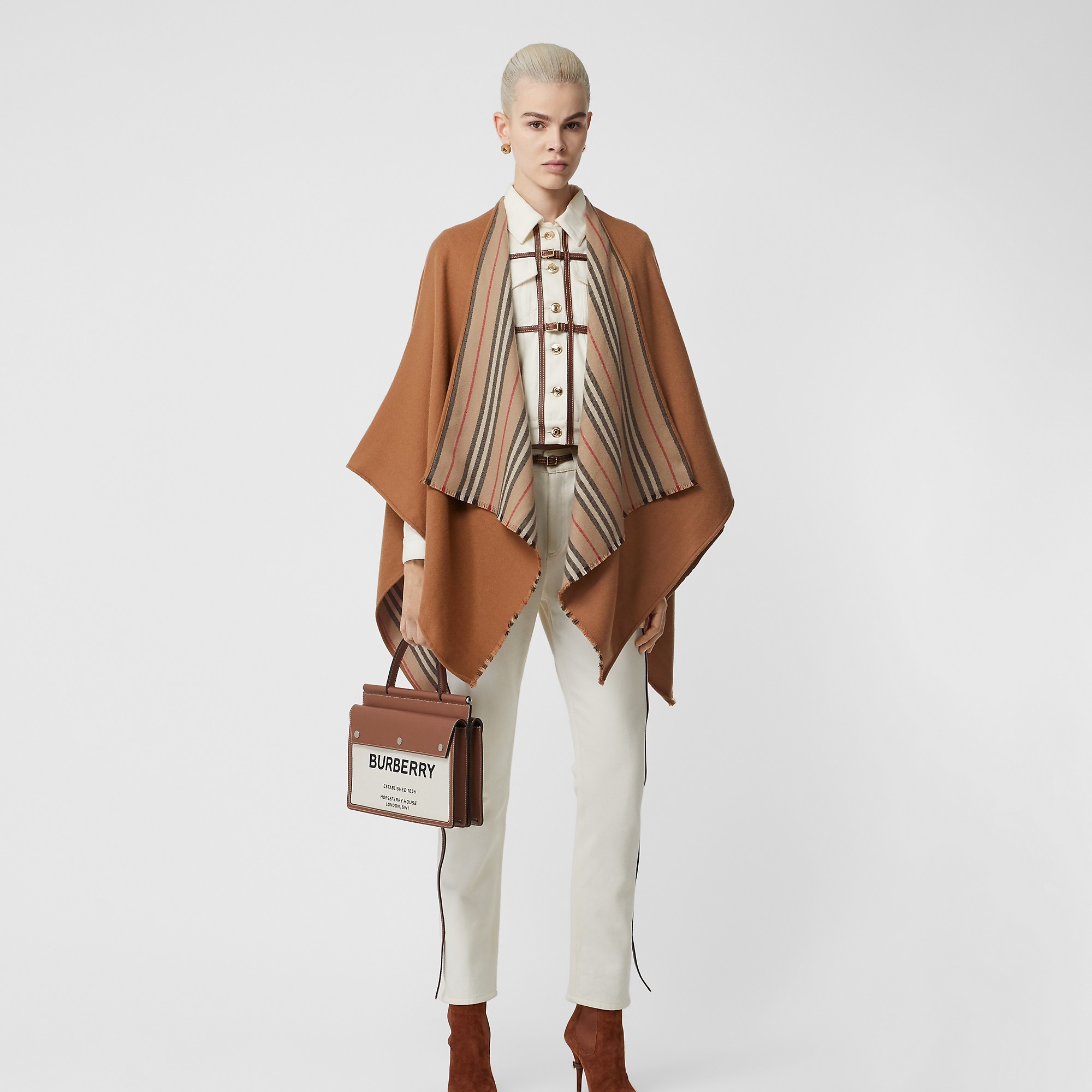 Reversible Icon Stripe Wool Cape - 2