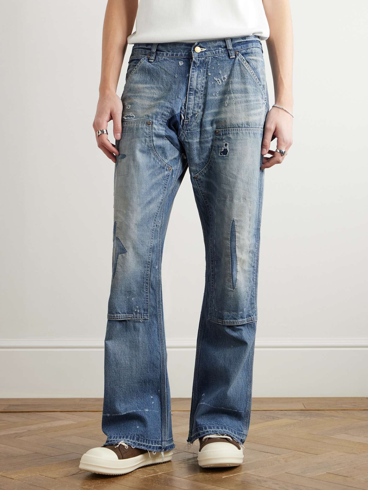 Bootcut Panelled Distressed Jeans - 3