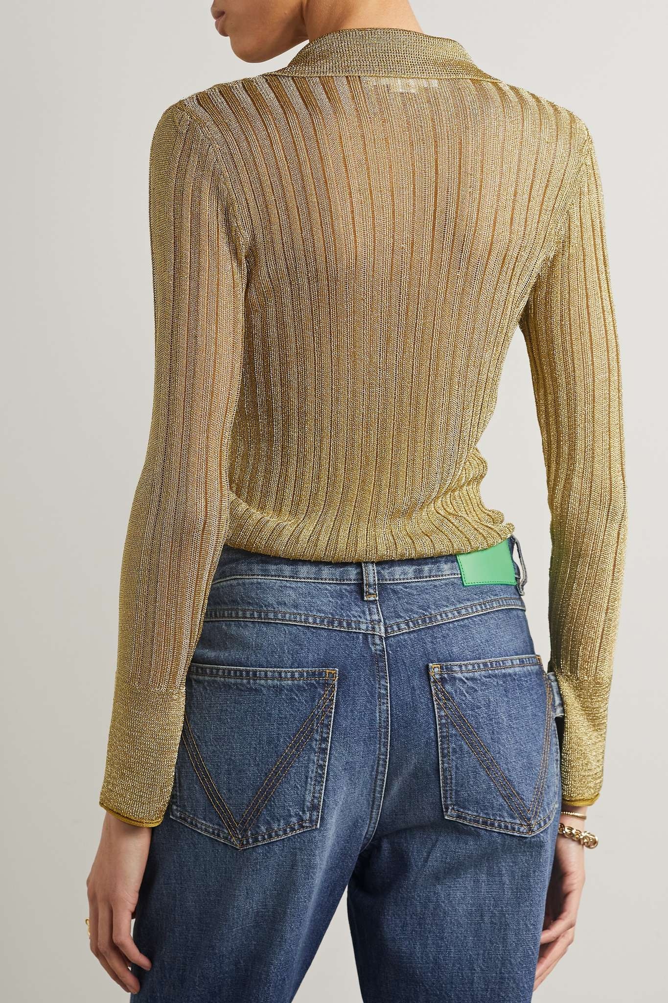 Metallic ribbed-knit shirt - 3