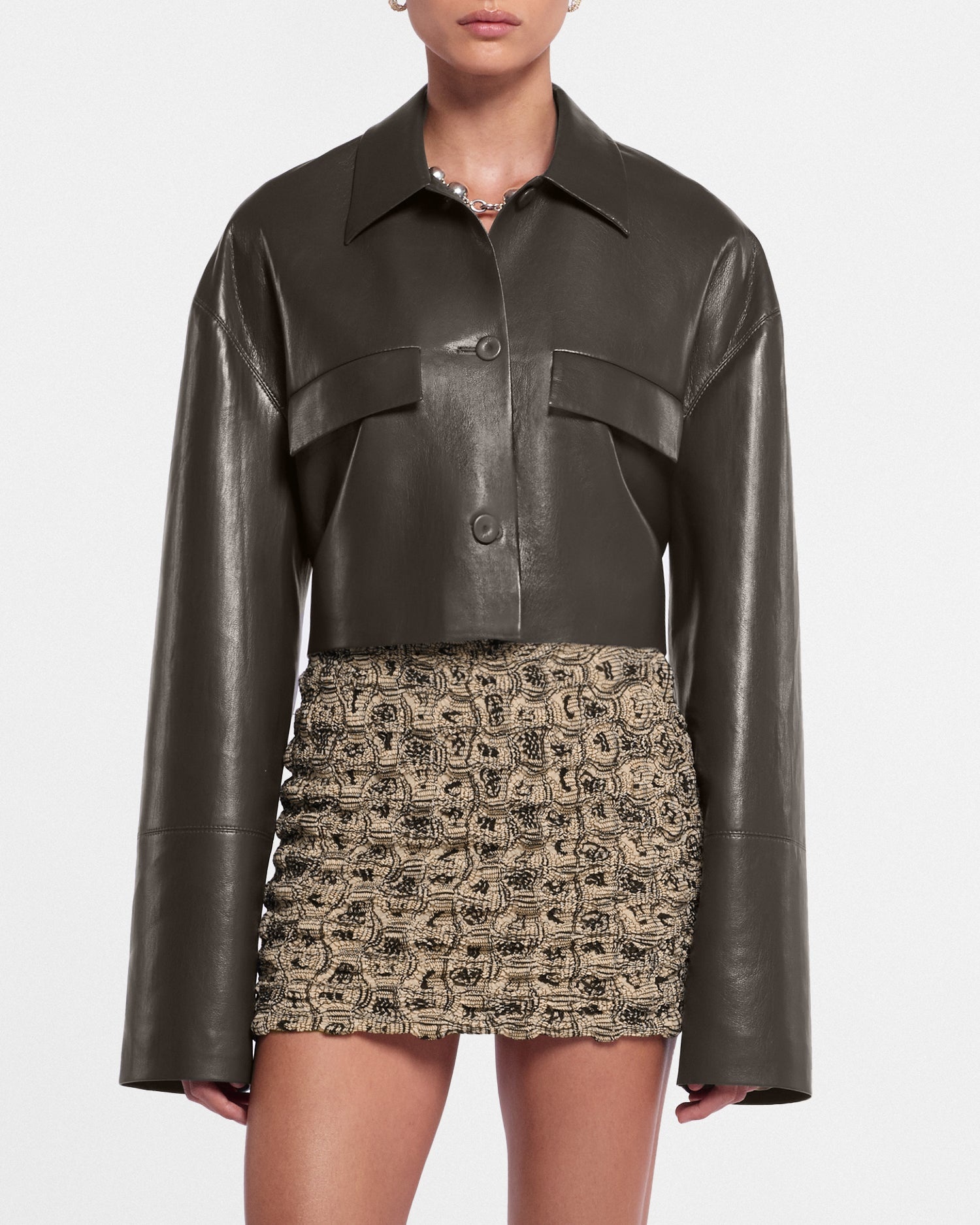 Nanushka Cropped Okobor™ Alt-Leather Shirt | REVERSIBLE