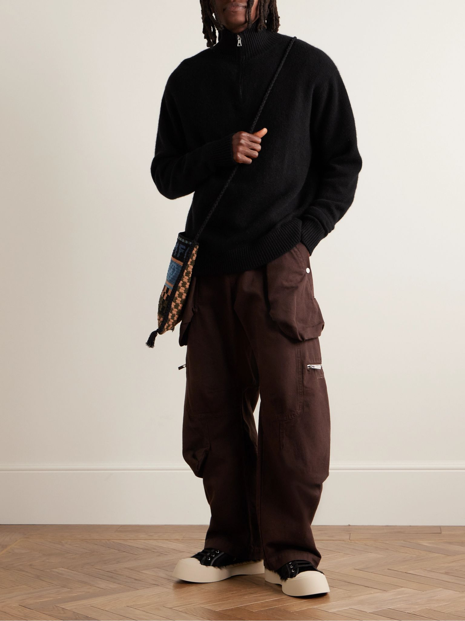 Cashmere Half-Zip Sweater Black - 2