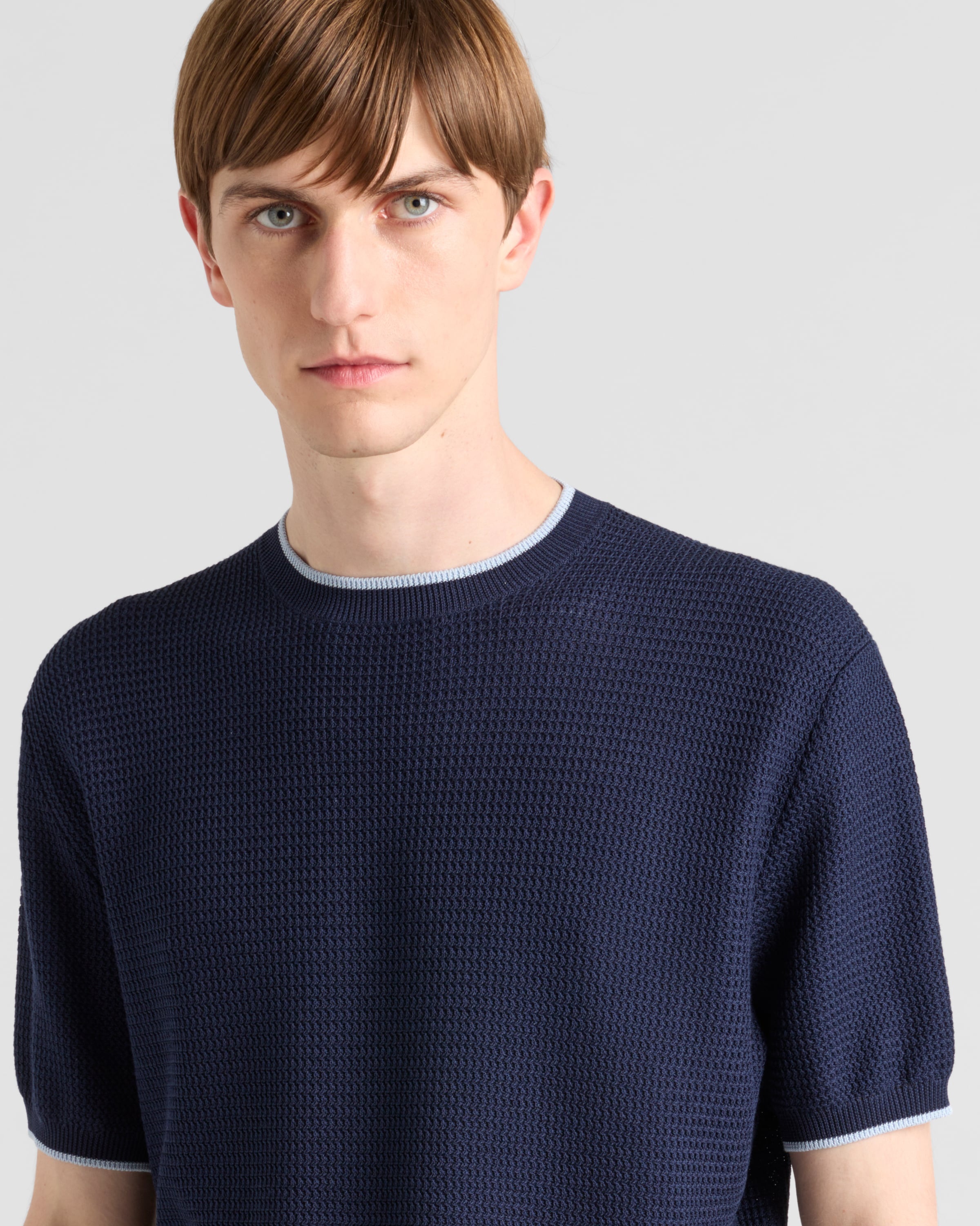 Short-sleeved silk and cotton sweater - 4