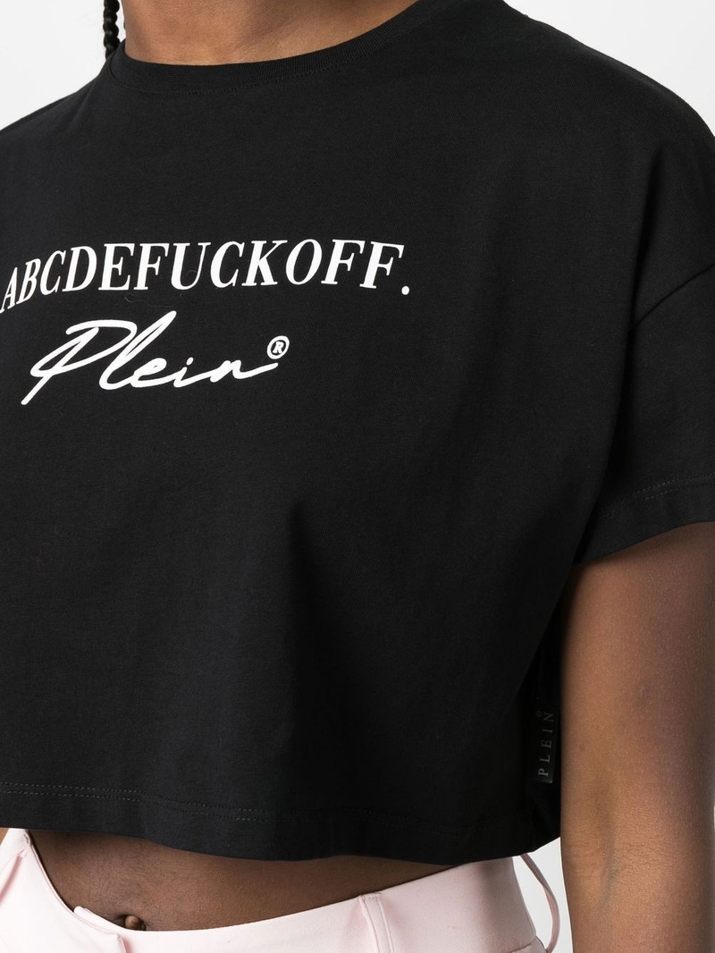 cotton slogan-print cropped T-shirt 5
