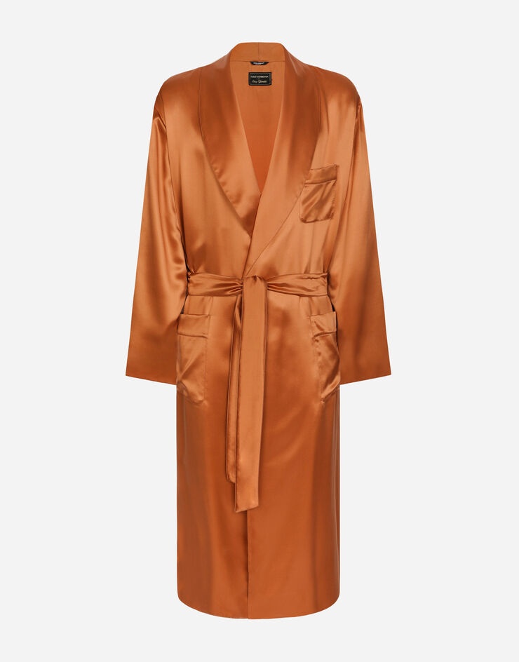 Silk satin robe with metal DG logo - 1