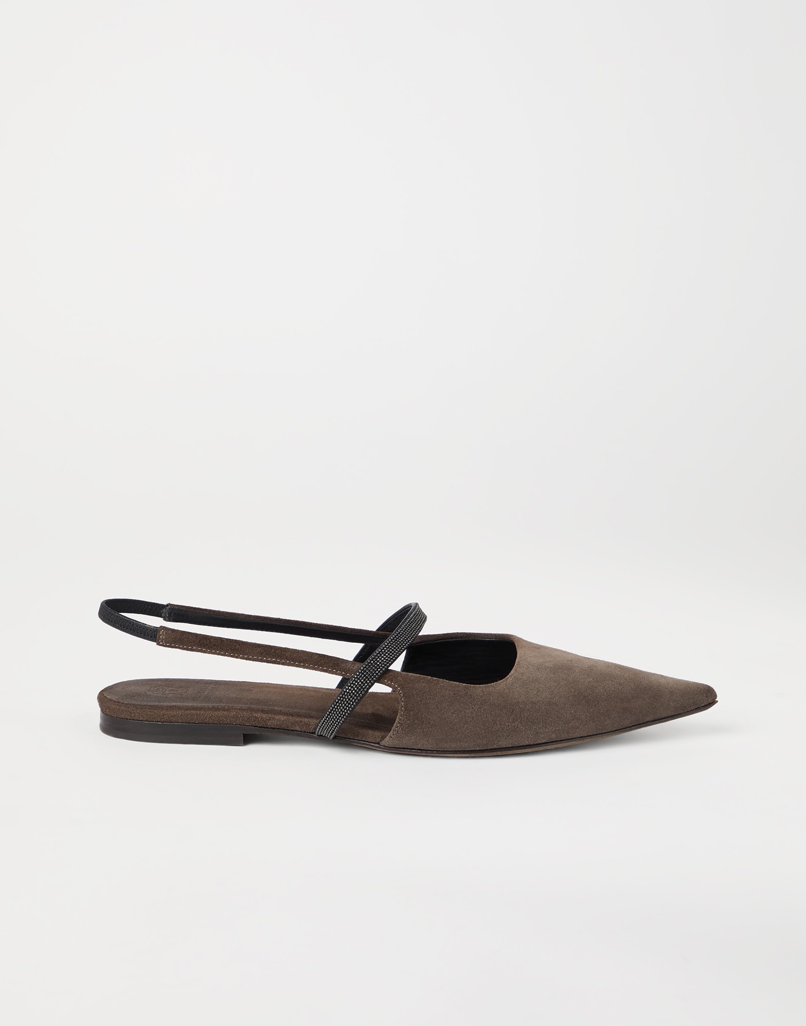 Suede slingback flats with shiny strap - 5