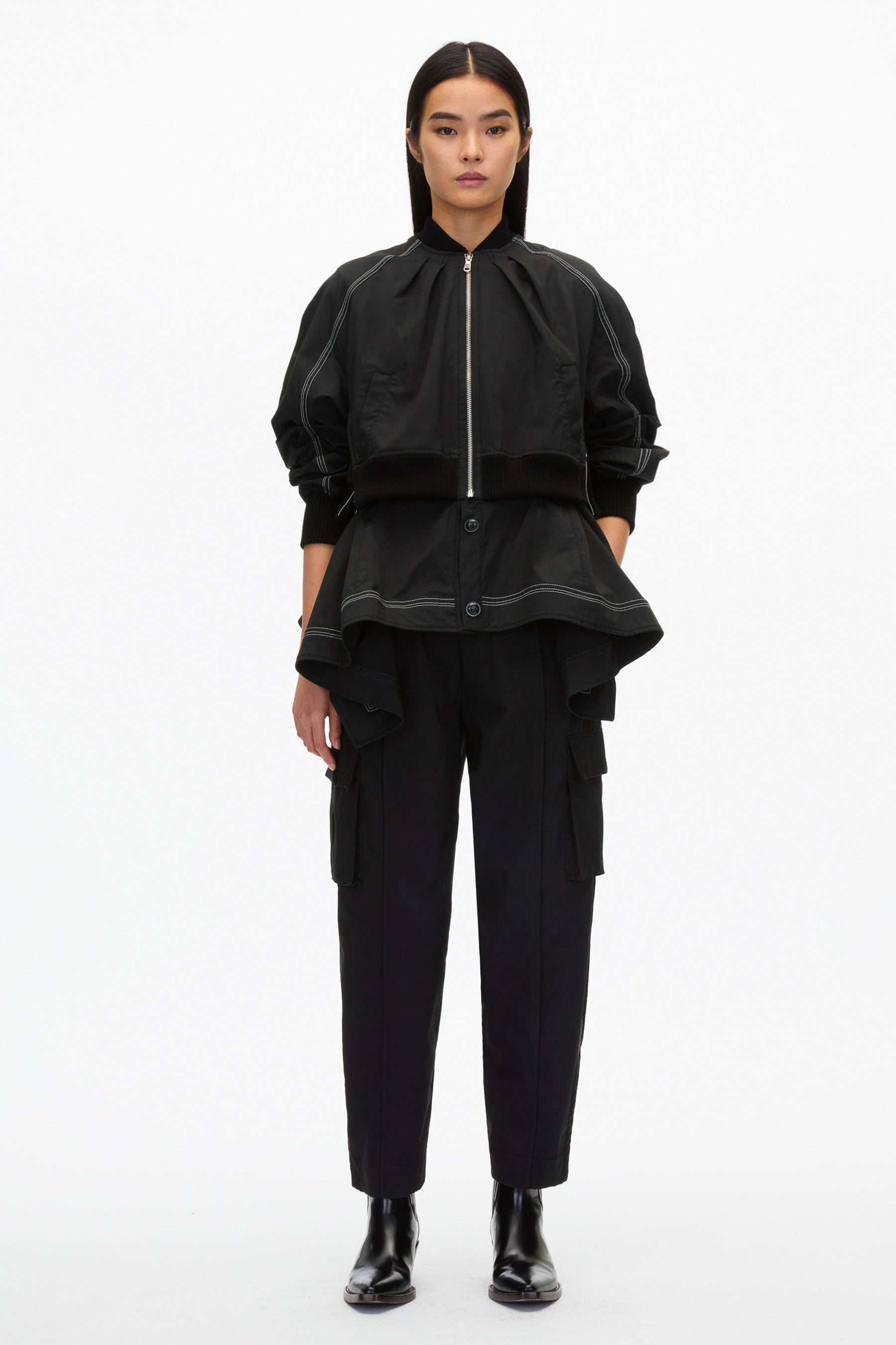 Layered Flounce Bomber Jacket - 6
