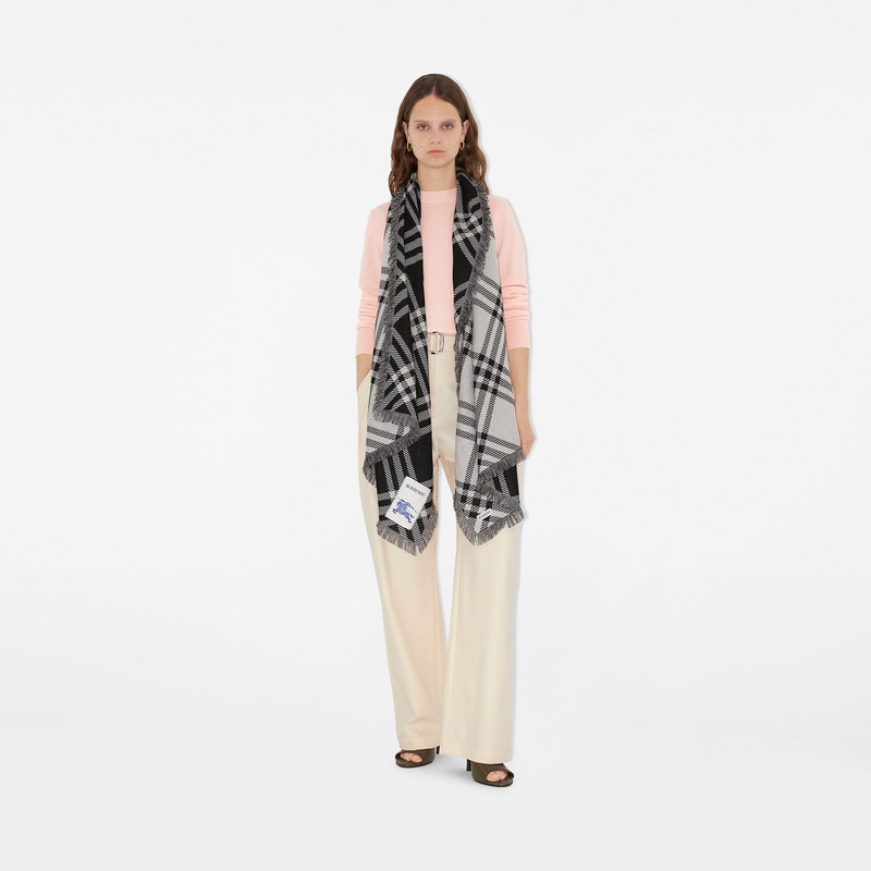 Burberry Wide Check Wool Silk Scarf outlook