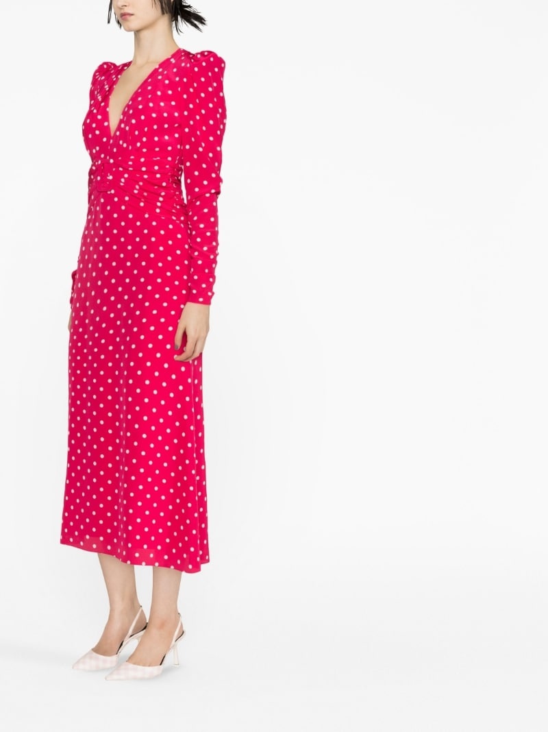 polka dot-print long-sleeve midi dress - 4