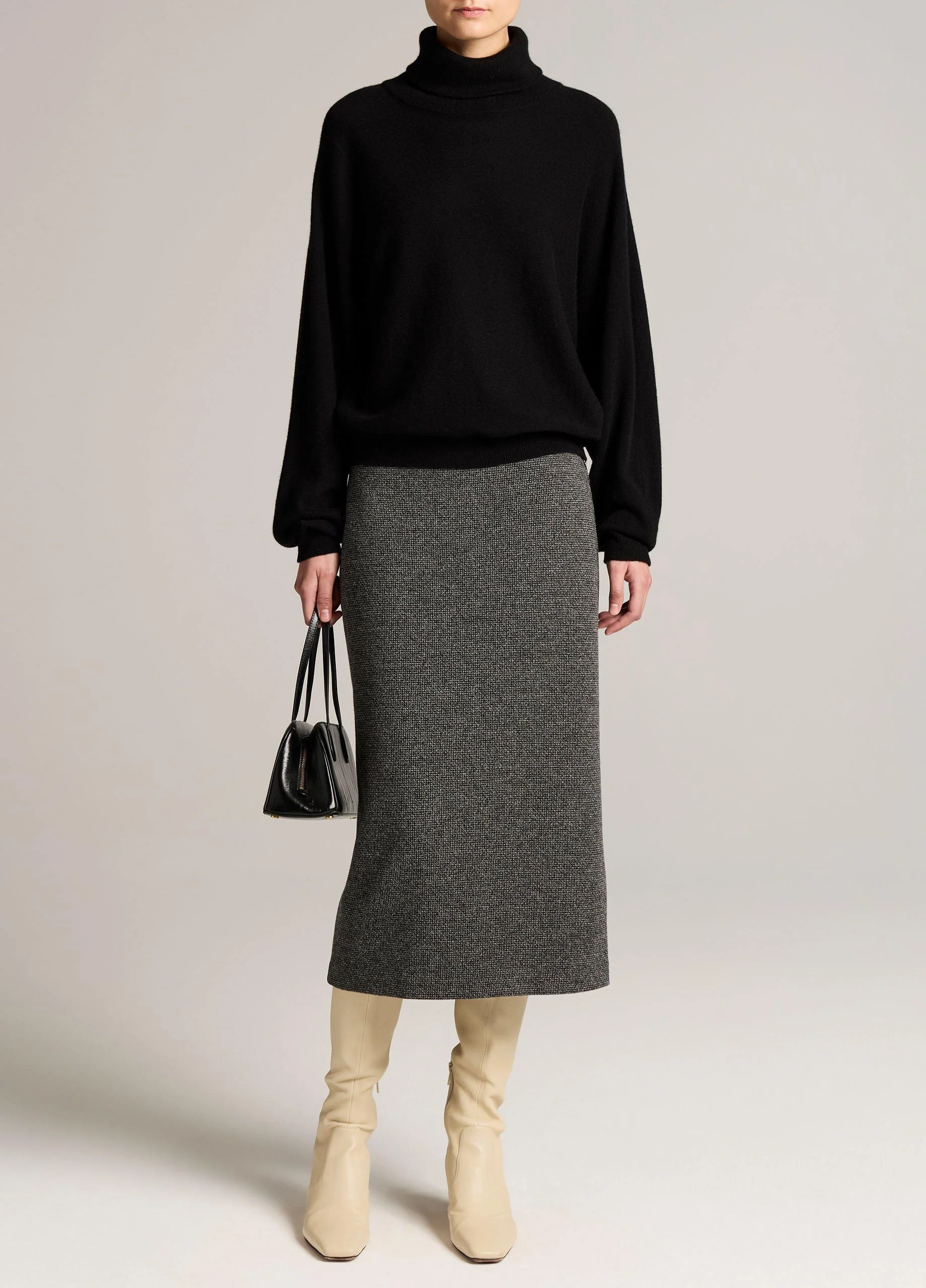 Houndstooth Italian Cotton-Blend Skirt - 1
