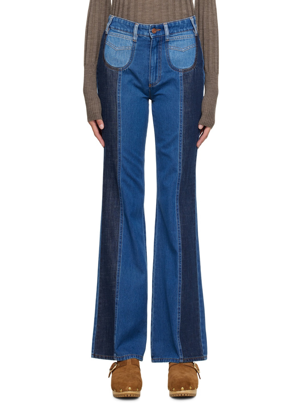 Blue High-Rise Straight Jeans - 1