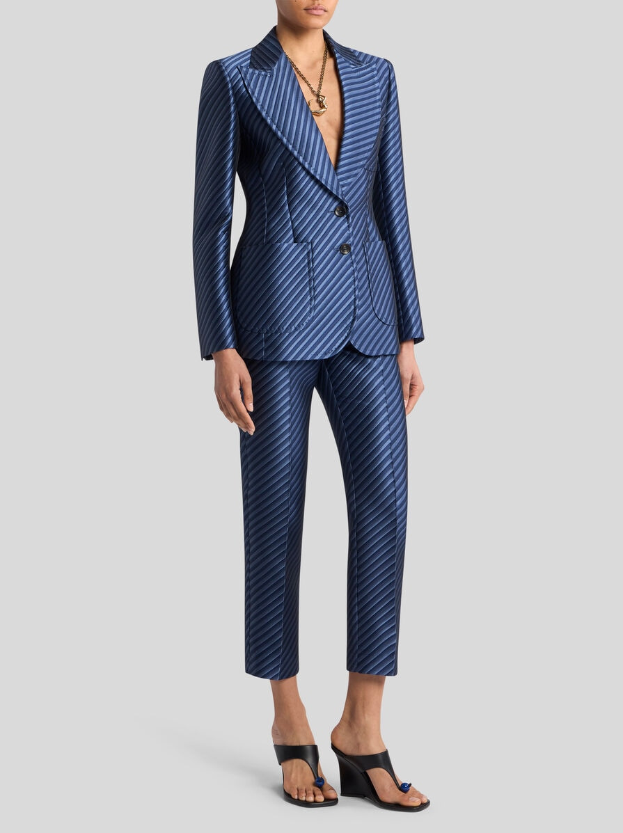 DIAGONAL JACQUARD CIGARETTE TROUSERS - 4