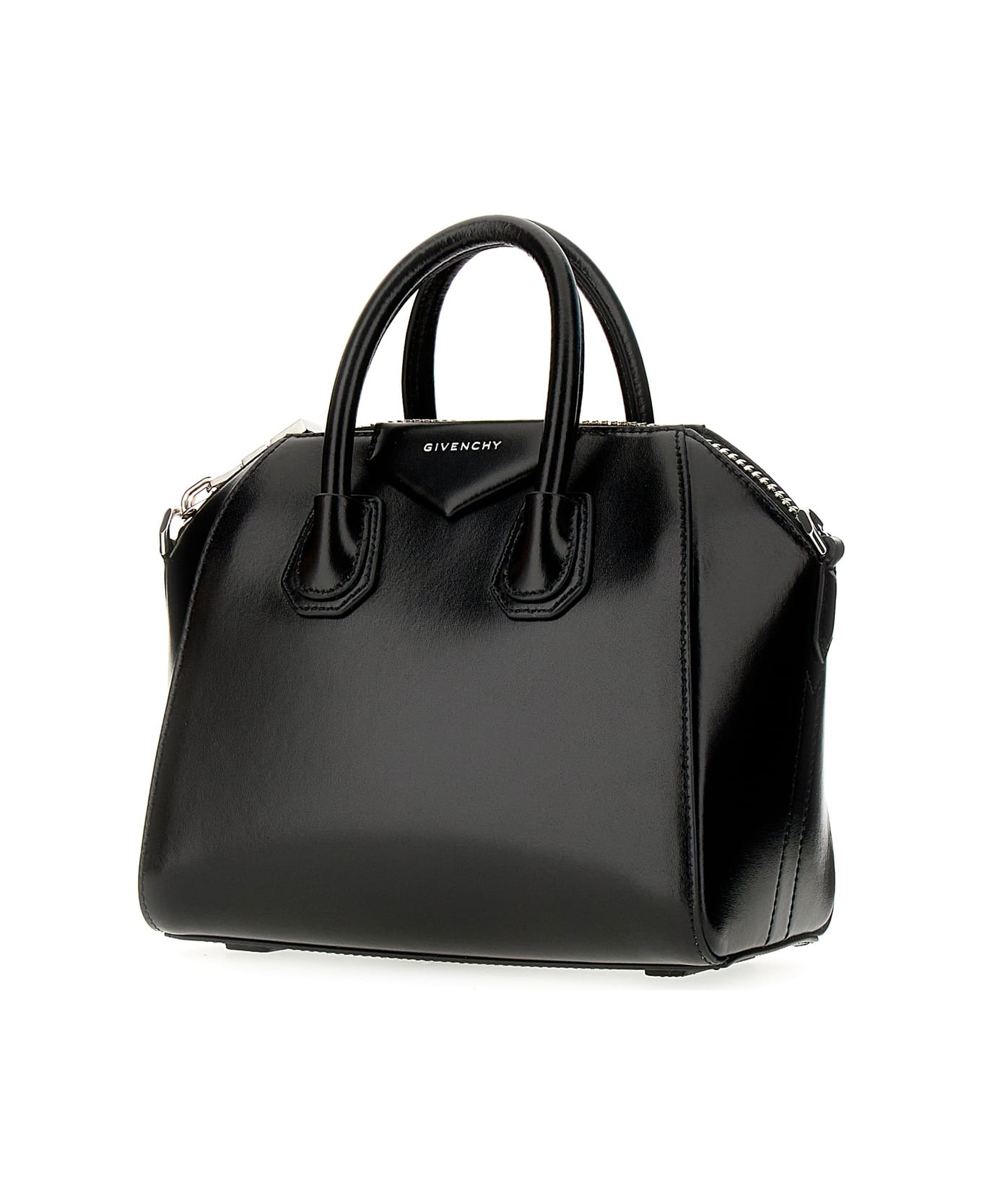 Black Leather Mini Antigona Handbag - 2