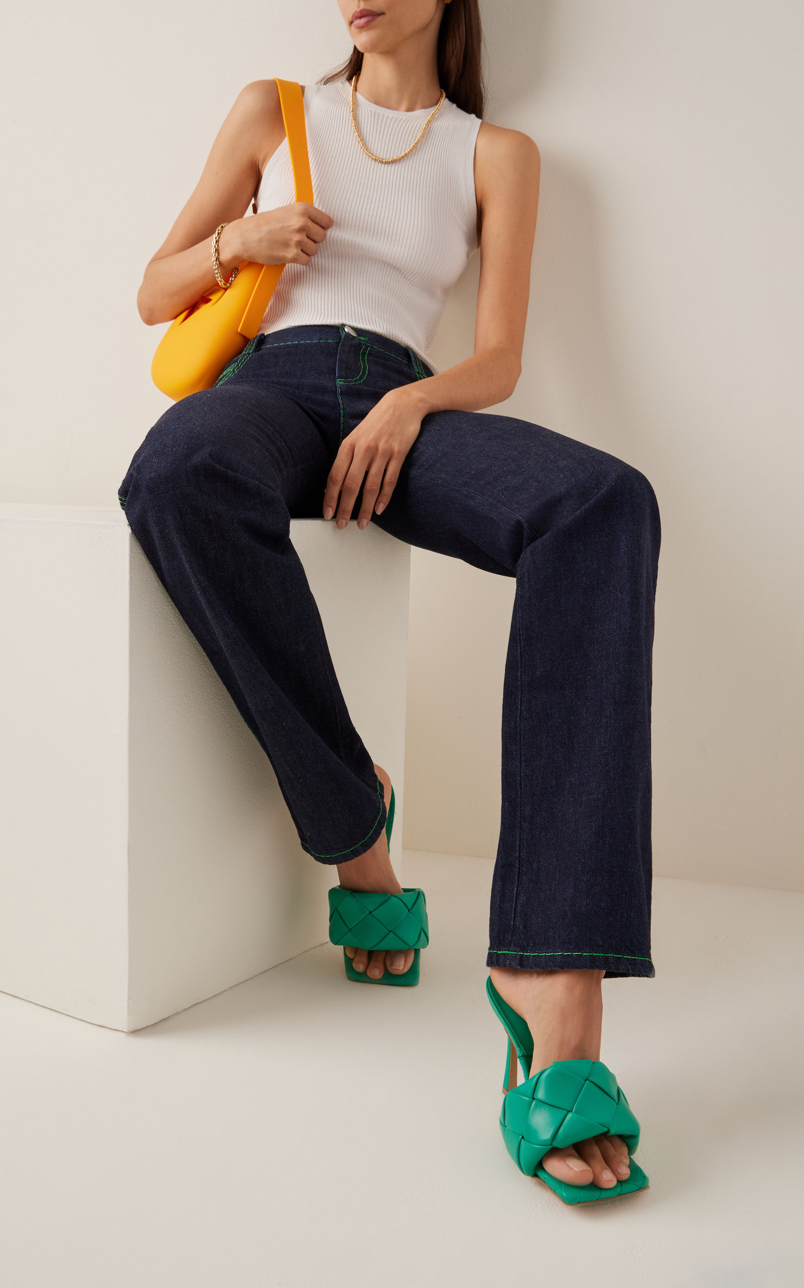 The Lido Intrecciato Leather Sandals turquoise - 2