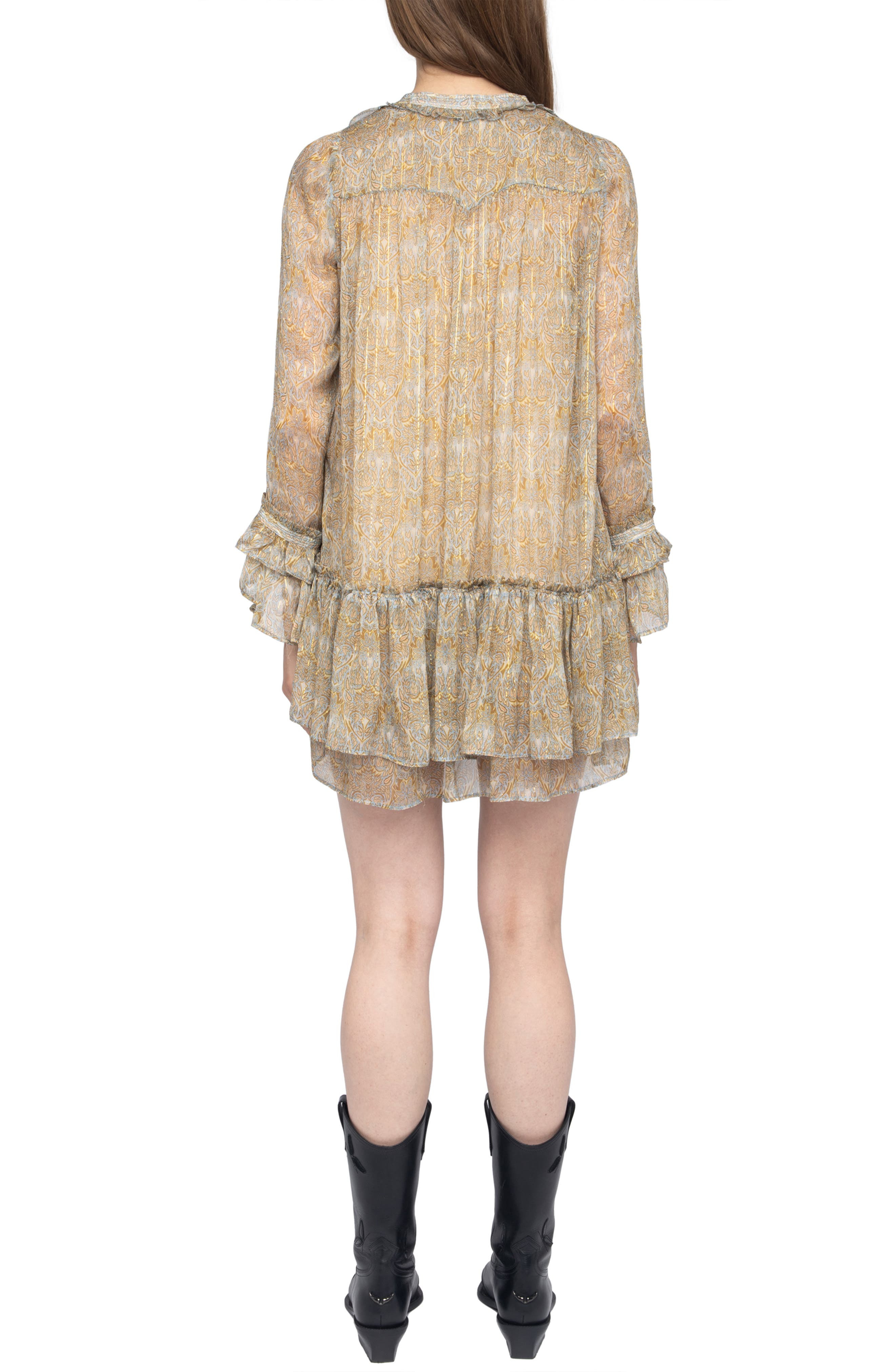 Zadig & Voltaire Alice Paisley Print Long Sleeve Minidress in Cloud at Nordstrom - 2