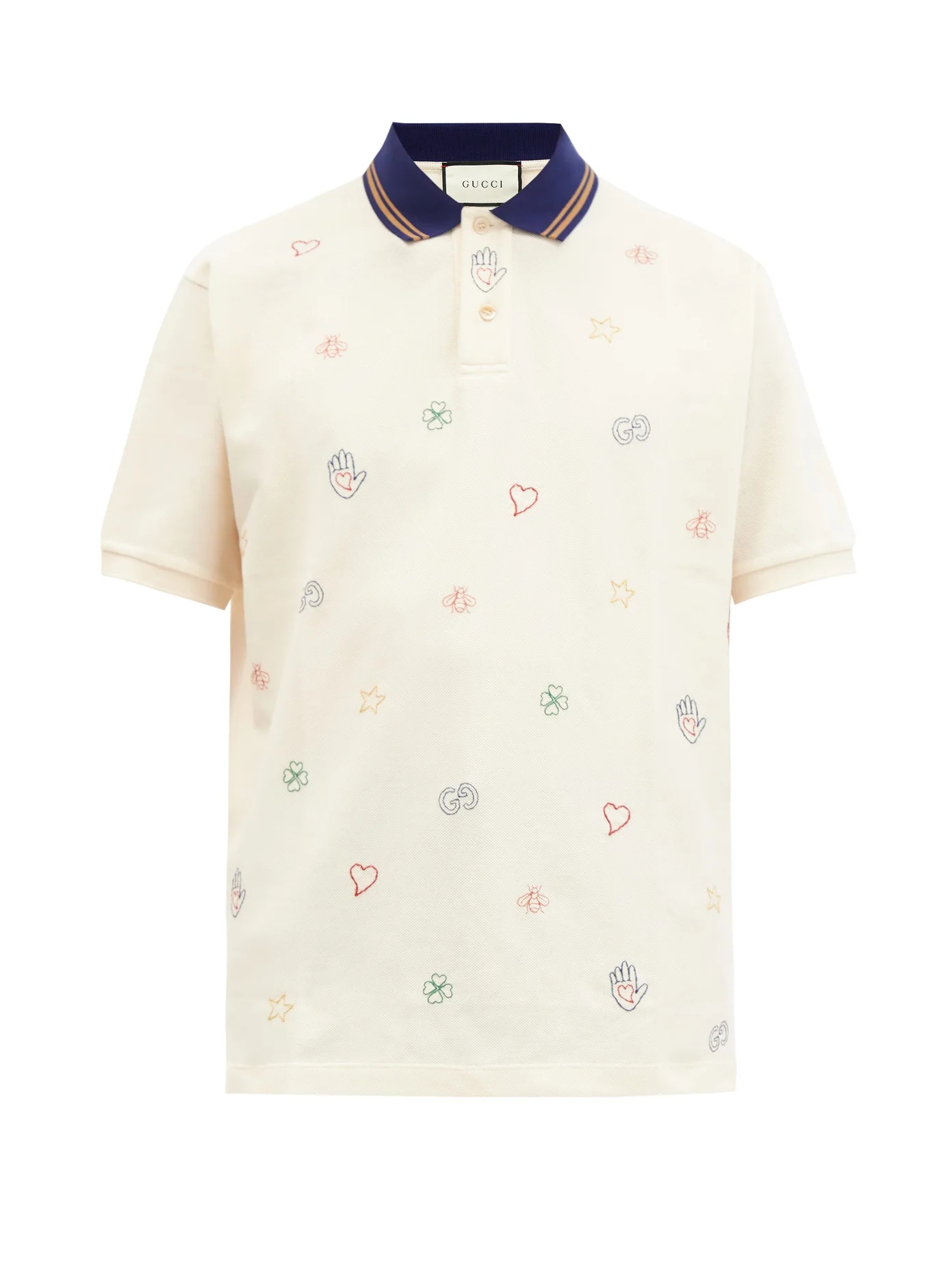 Symbol-embroidered cotton-piqué polo shirt - 1