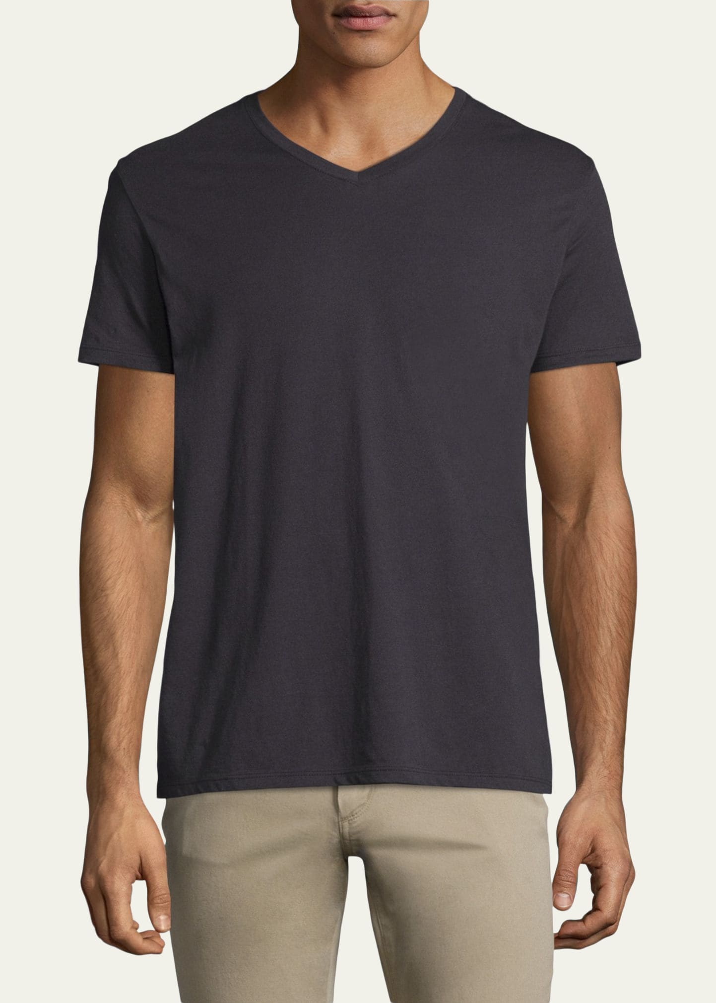 Short-Sleeve V-Neck Jersey T-Shirt, Gray - 2