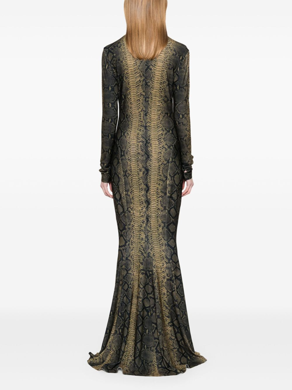 NORMA KAMALI snakeskin-print maxi dress | REVERSIBLE