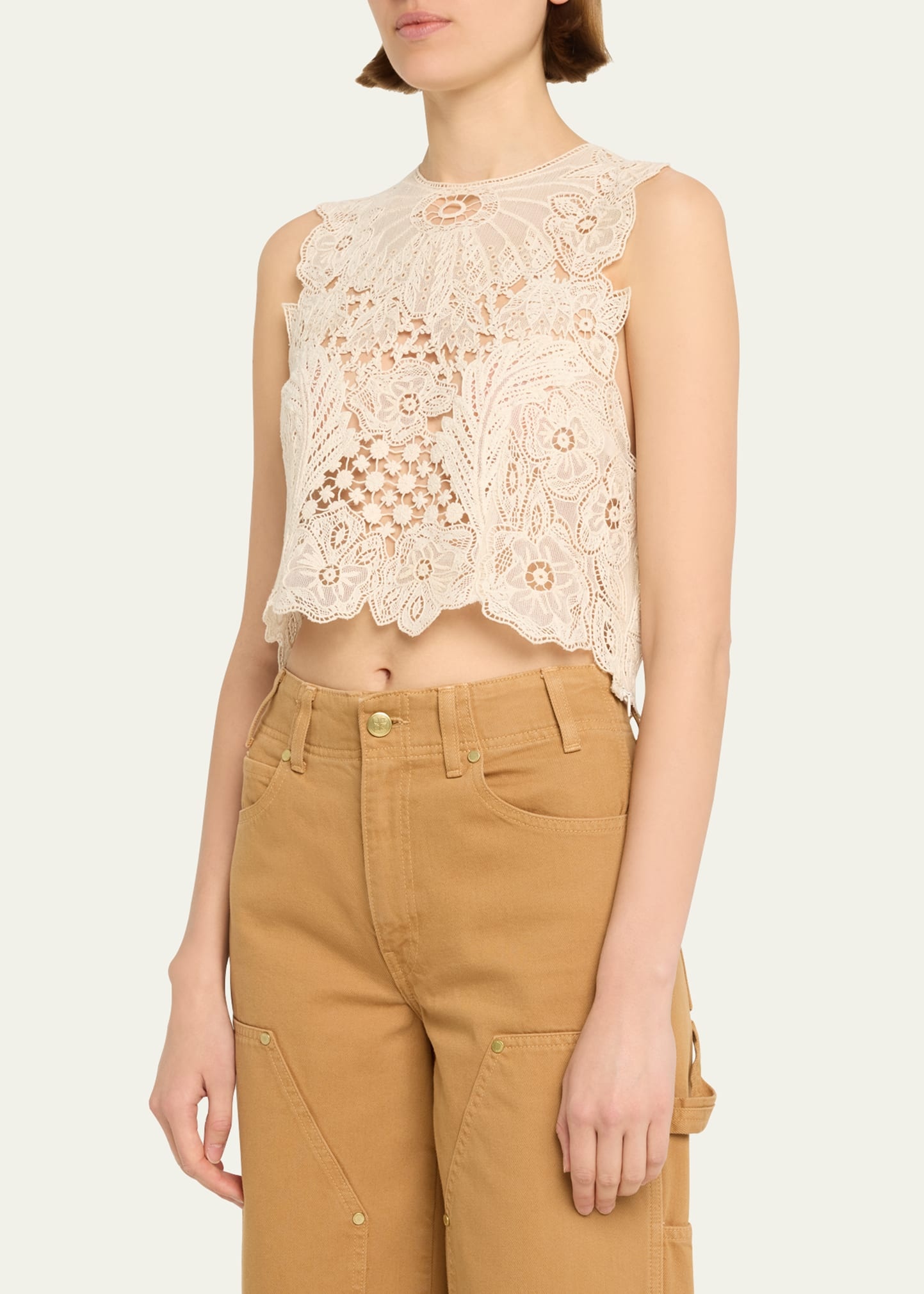 Jael Sleeveless Floral Cutwork Lace Top - 4